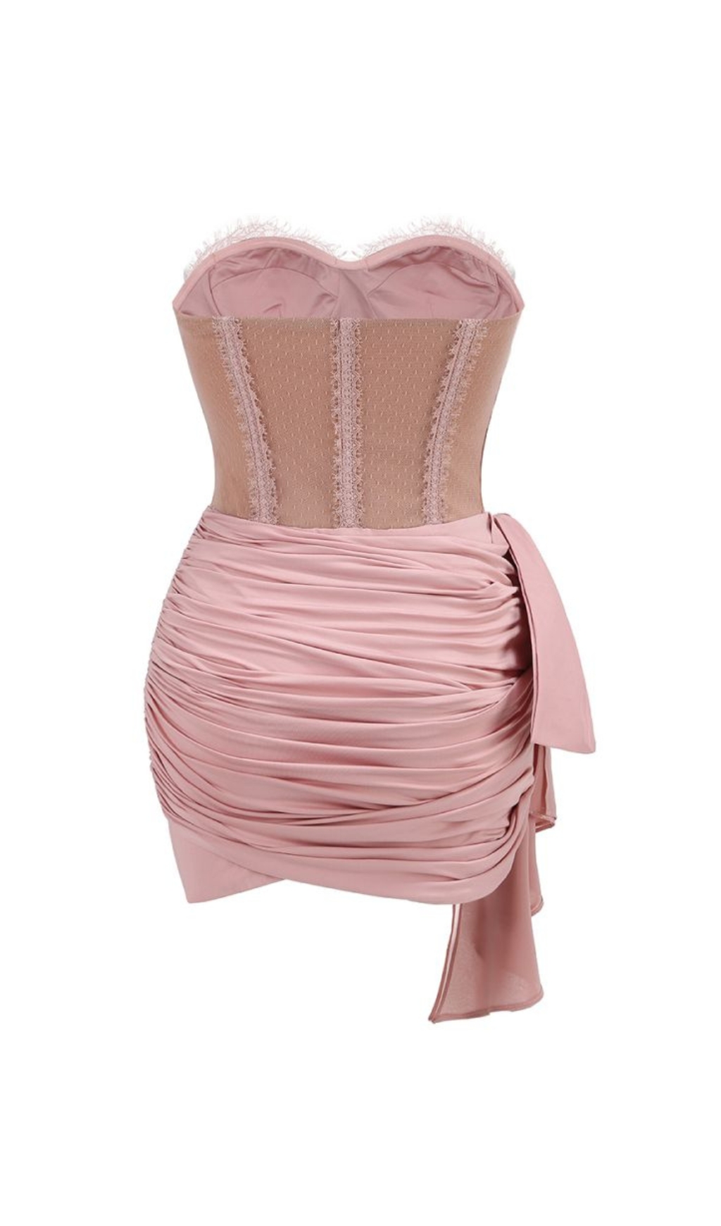 Fashionslee Women Bron Lace Strapless Corset Draped Mini Dress