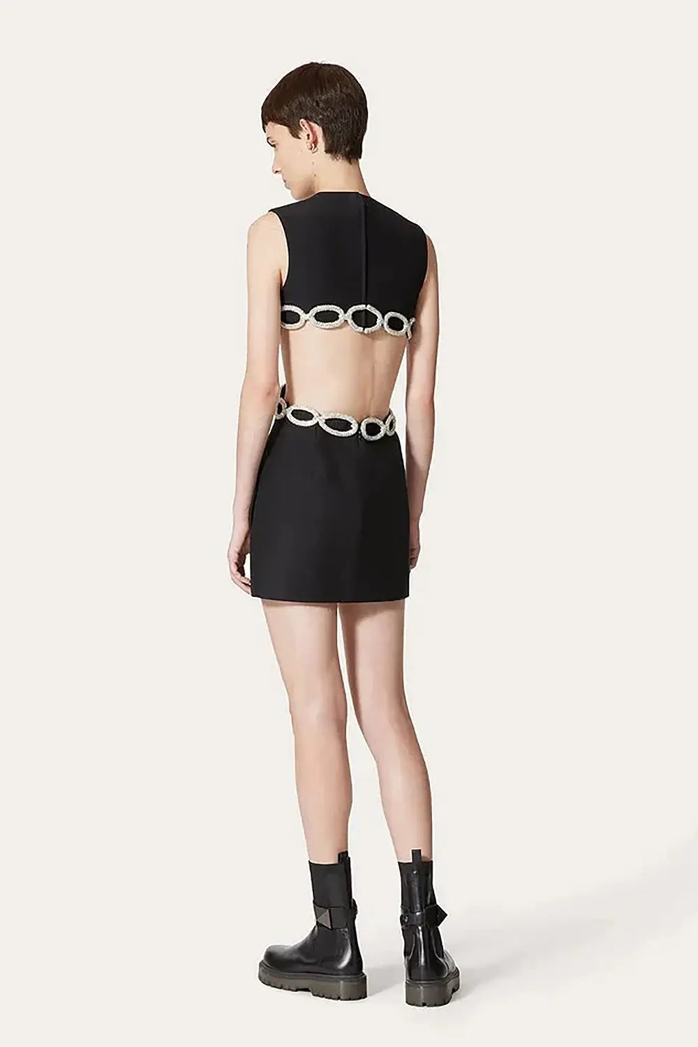 Fashionslee Women Crystal Embroidered Short Bandage Dress