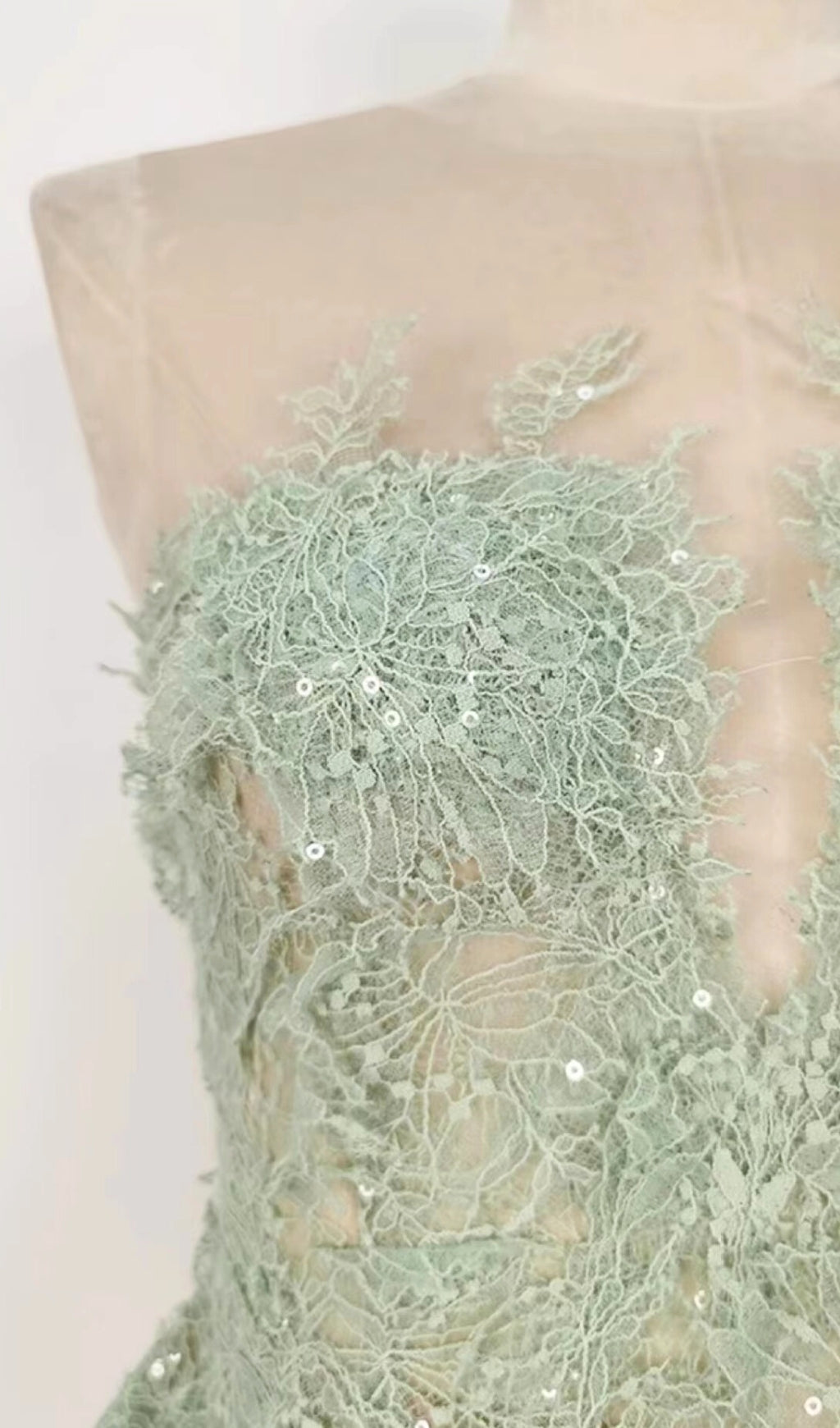 Fashionslee Women Allyson Green Floral Lace Embroider Midi Dress