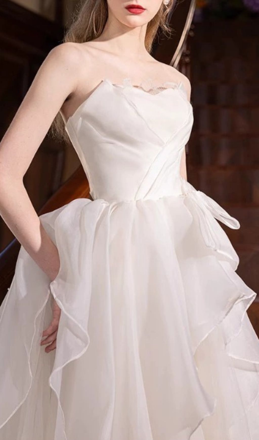 7d5b0ce7425305ca2e53e29b54a65159.jpg Fashionslee Women Karlie White Strapless Mesh Maxi Dress