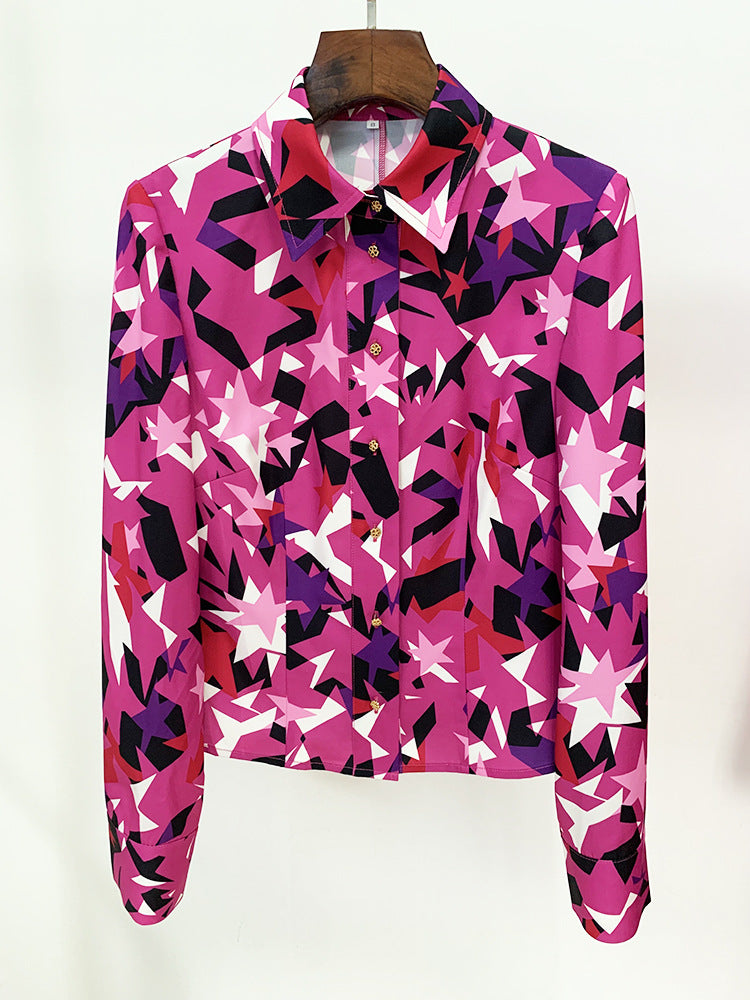 7d6124dd1682581cceef735ebcd285ee.jpeg Fashionslee Women Star-Print Long Sleeve Shirt