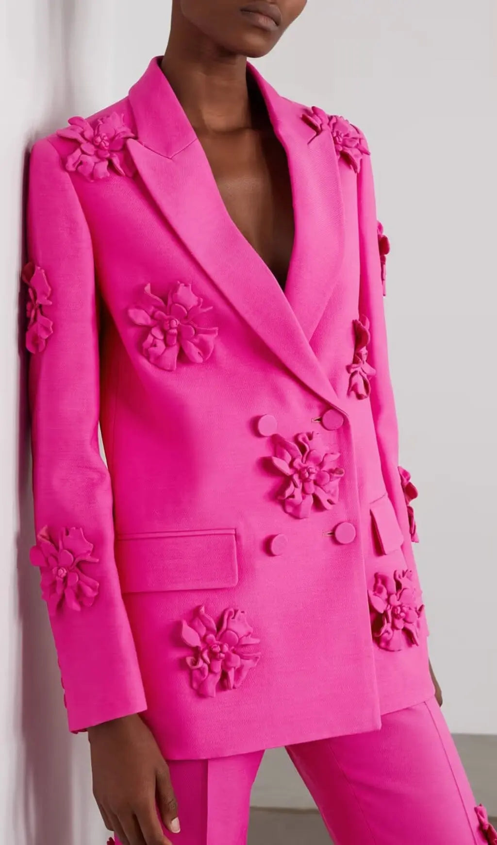 Fashionslee Women Acedia Pink Three Dimensional Floral Suit