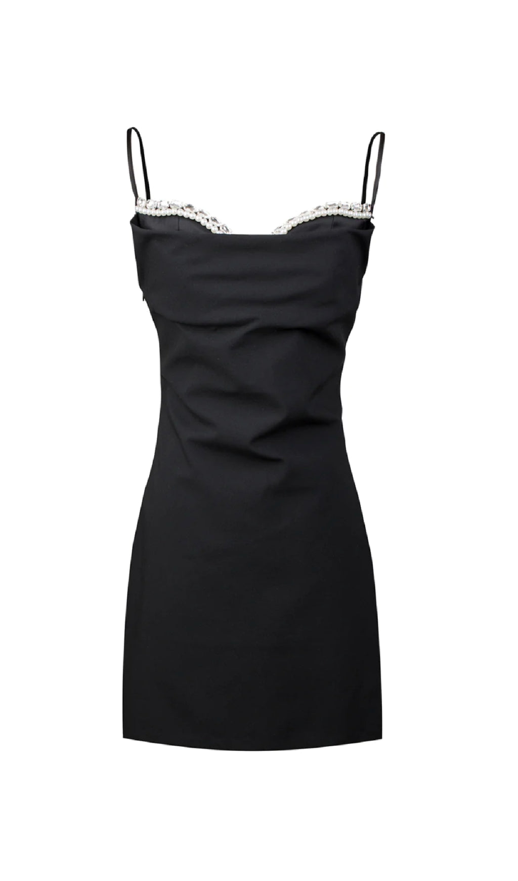 7d9224d1ac9c53e433352af560b1c725.jpeg Fashionslee Women Satin Pearl Mini Dress In Black