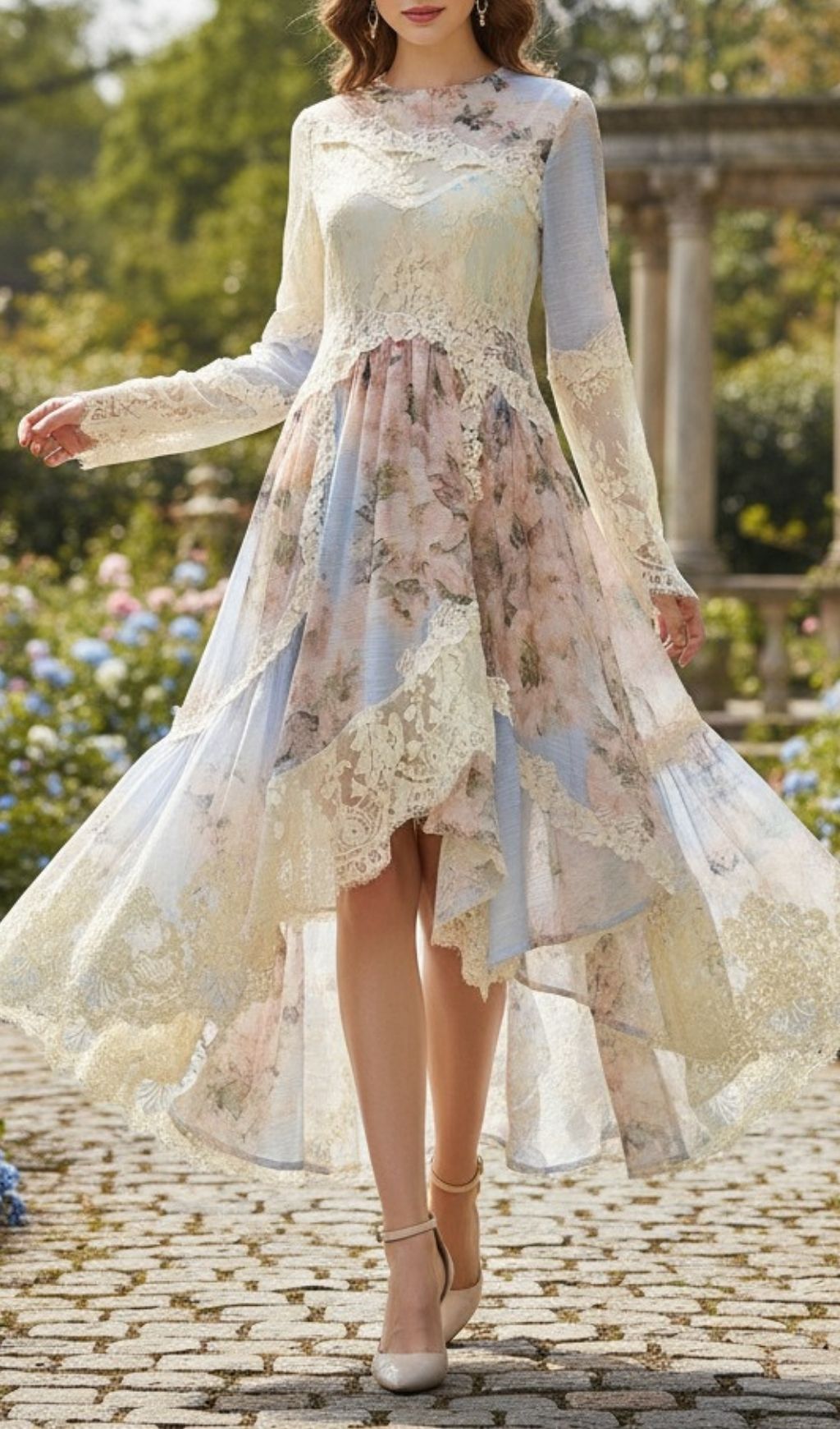 Fashionslee Women Kameelah Floral Lace Long Sleeve Maxi Dress