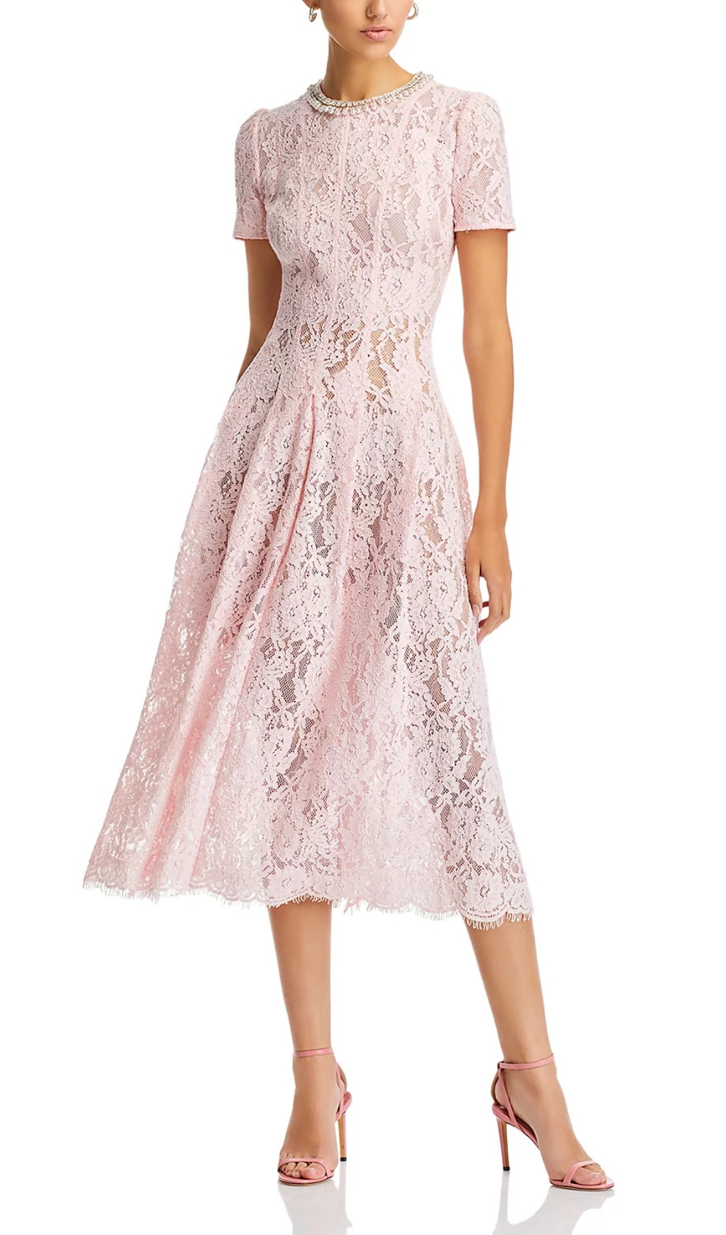 7db5c392ca932dec3a5aa577c687b452.jpg Fashionslee Women Pink Lace Embellished Midi Dress