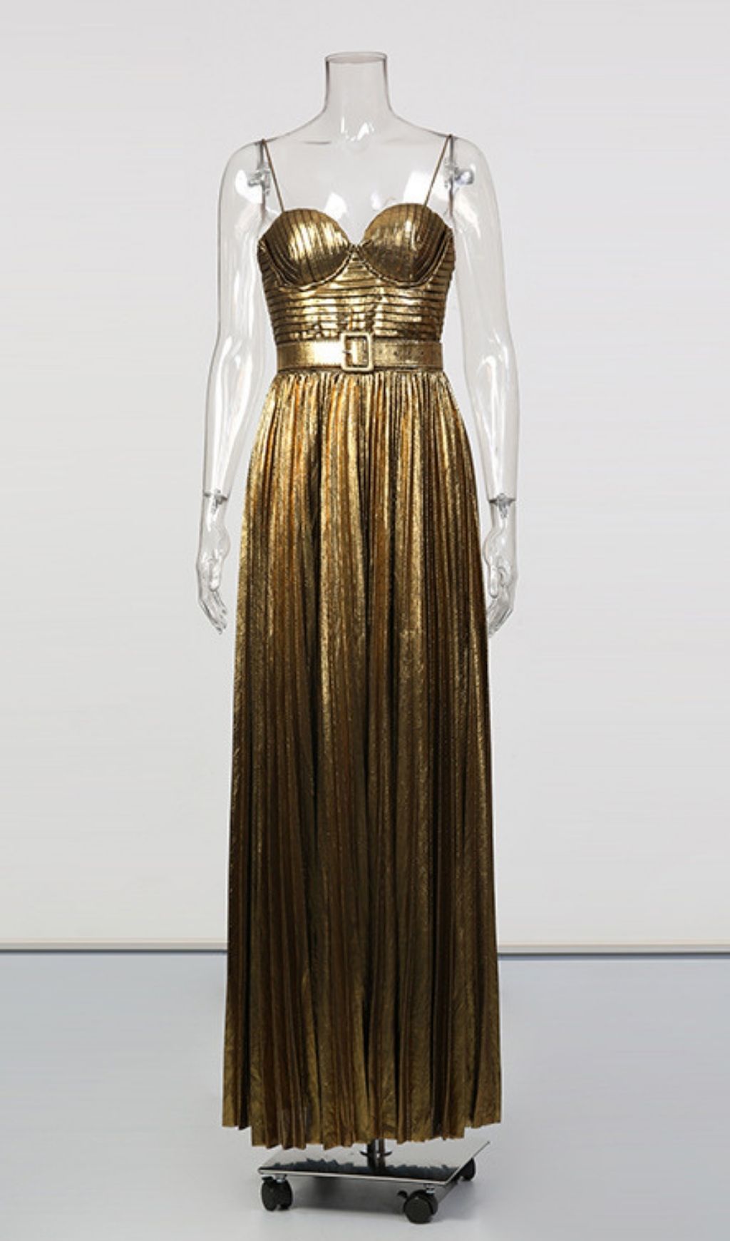 7dc5401b222ac1be350e12360e357e0c.jpg Fashionslee Women Kalyssa Gold Strappy Pleated Maxi Dress