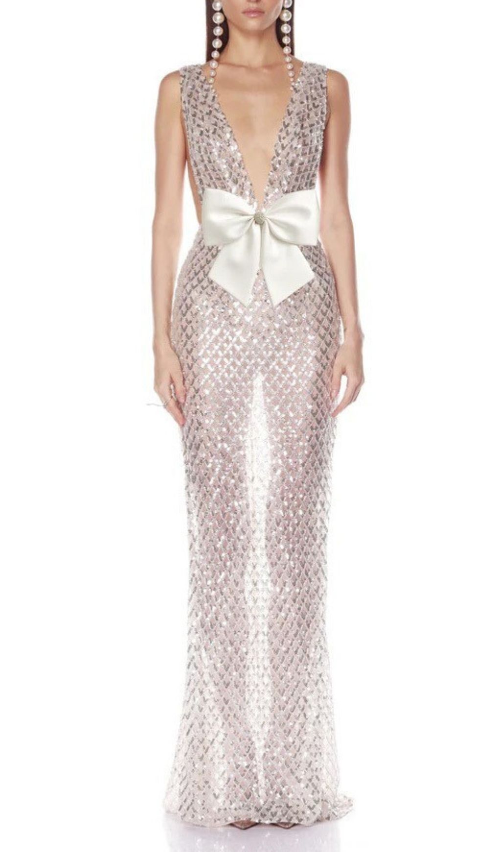 Fashionslee Women Jocelin Bow Sequin Maxi Dress