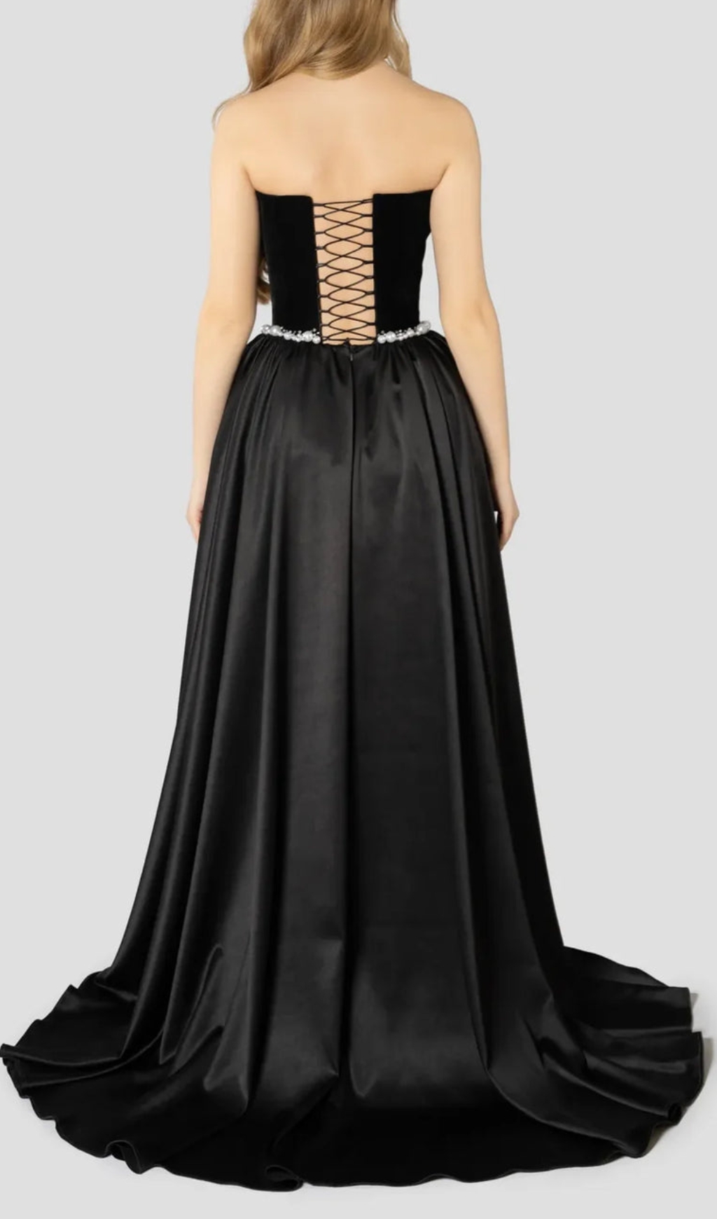 Fashionslee Women Diva Black Strapless Maxi Dress