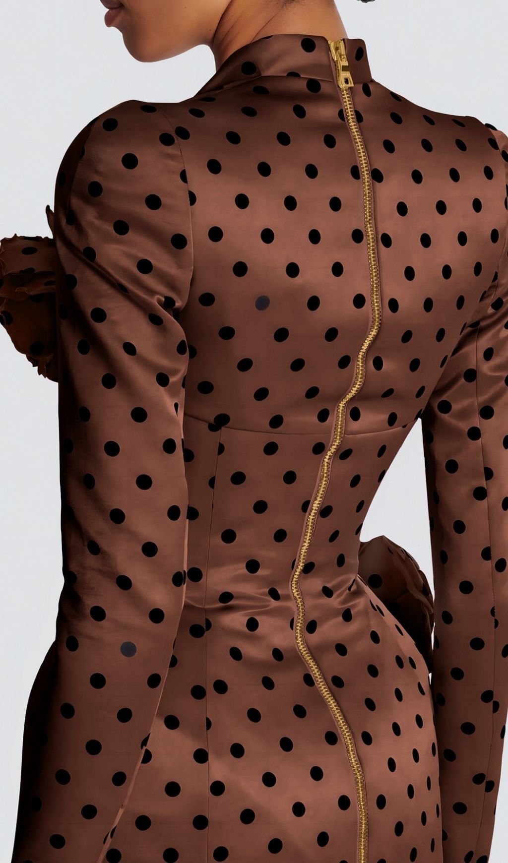 7de31a5de8842513bcfc543522e17df5.jpg Fashionslee Women Polka Brown Dots Short Printed Dress