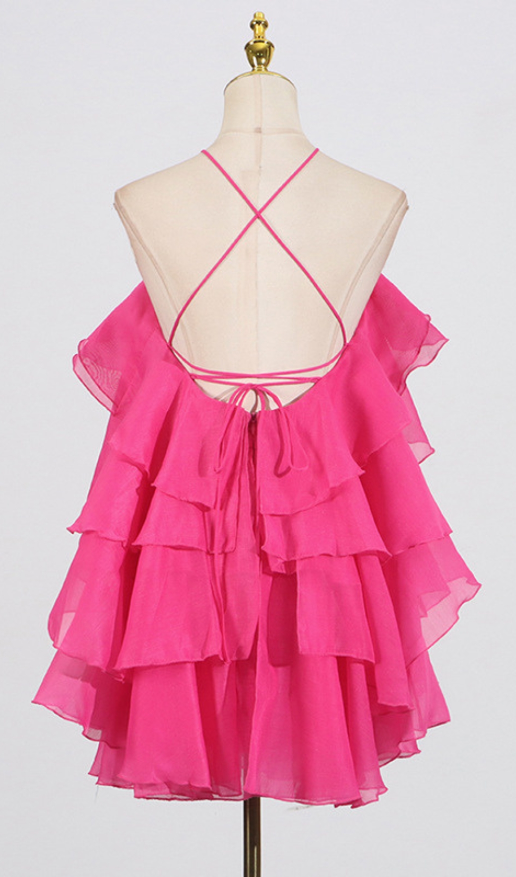7de49ee962deda19b9bb1ff72a8179ec.jpg Fashionslee Women Pandorea Fuchsia Rose Layered Mini Dress
