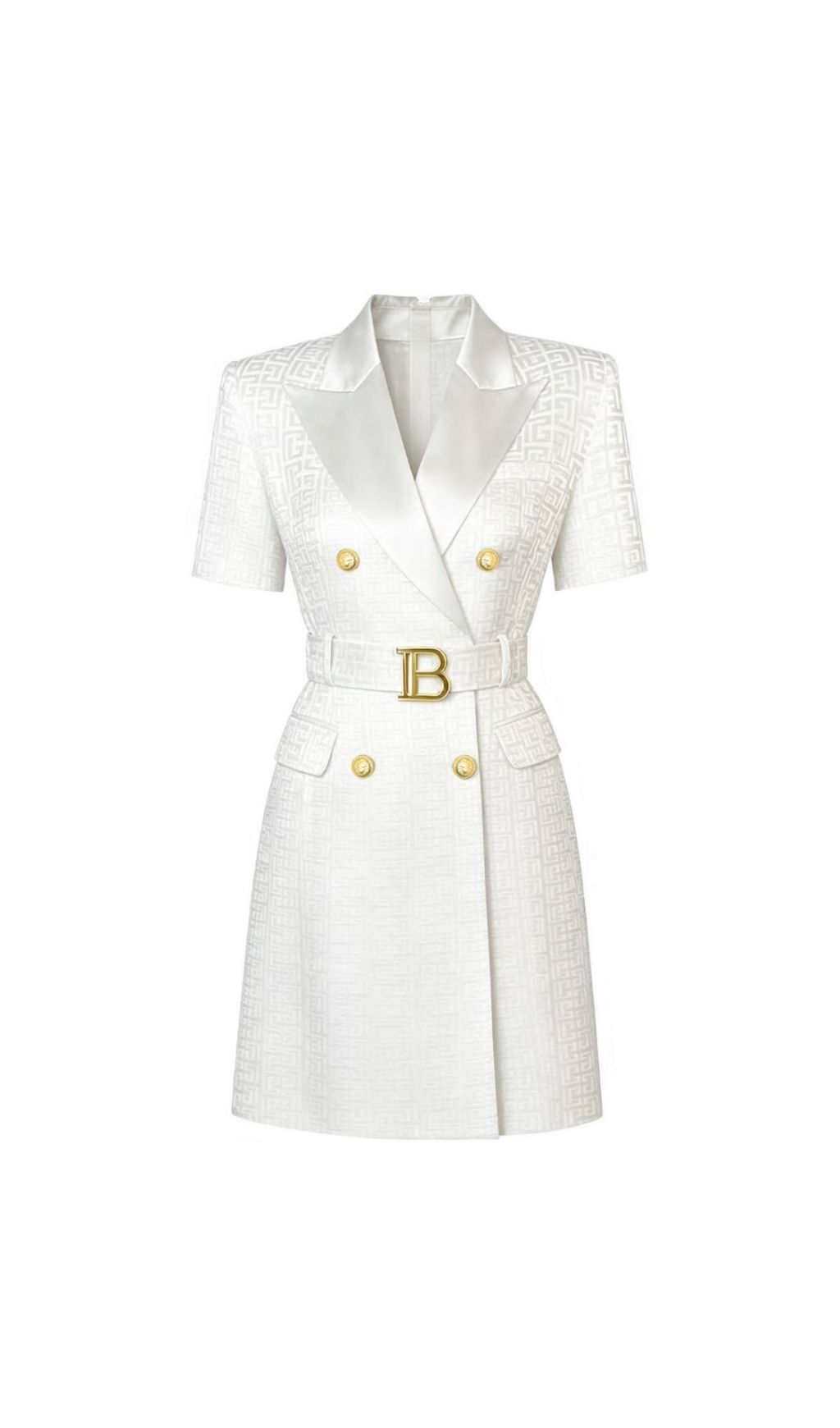 Fashionslee Women Kimba White Short Sleeve Mini Dress With Belt