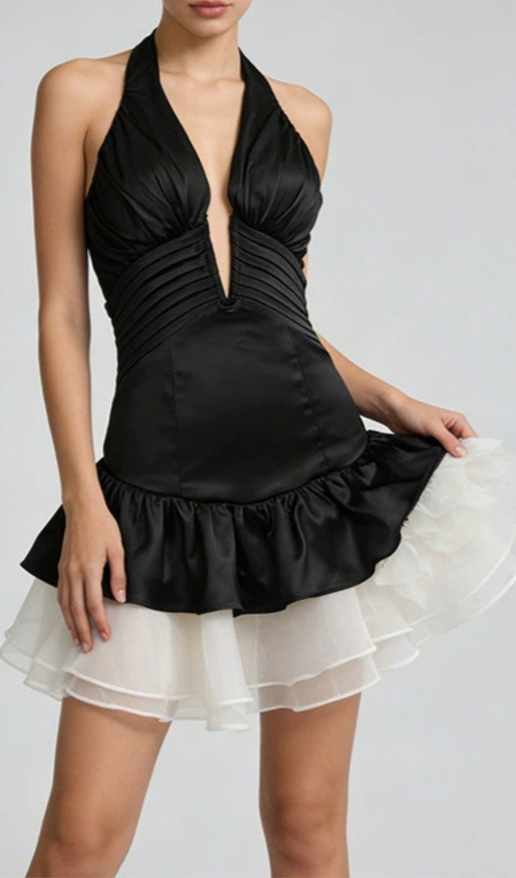 Fashionslee Women Keren Halter Flower Mini Dress