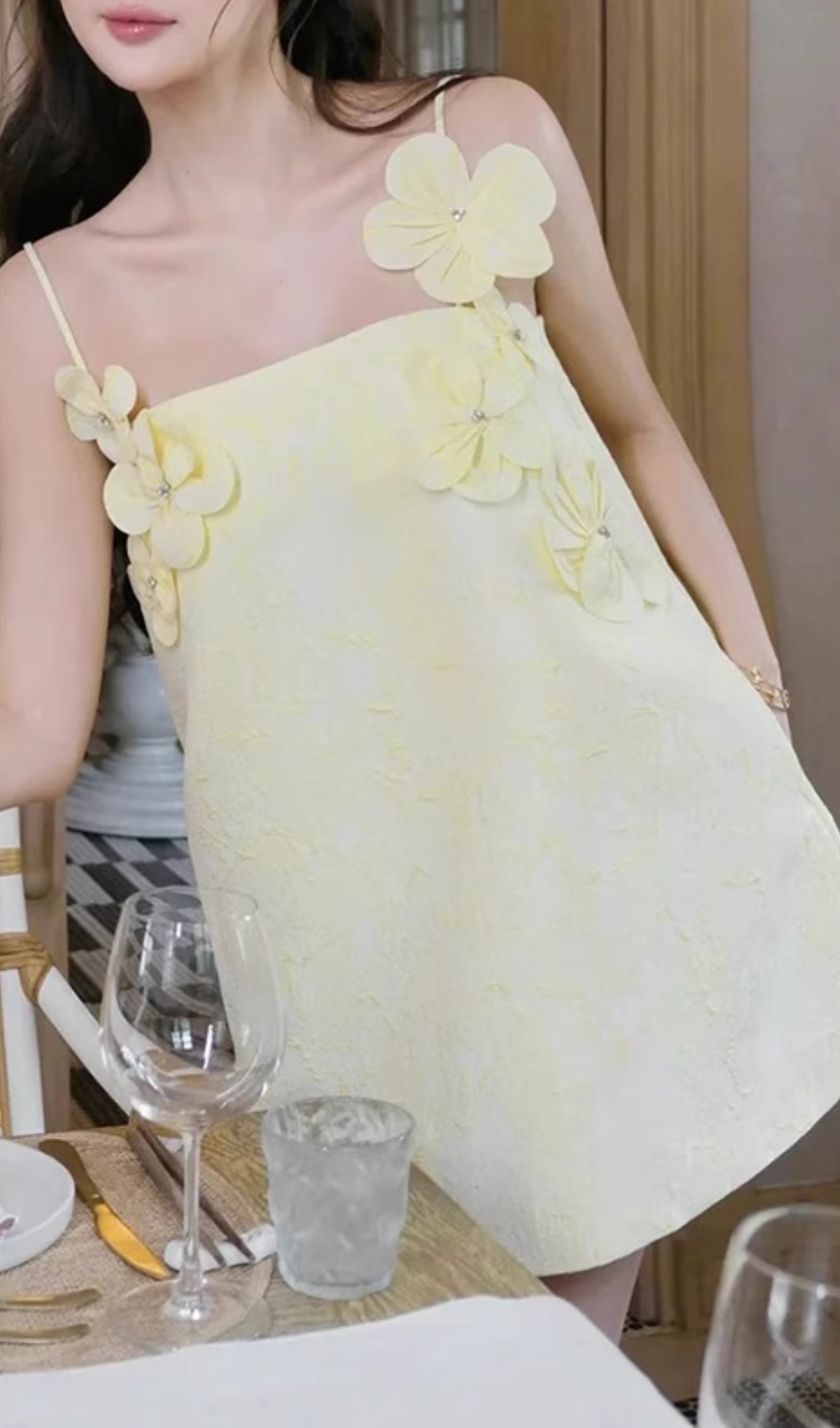 Fashionslee Women Ella Yellow Flower Mini Dress