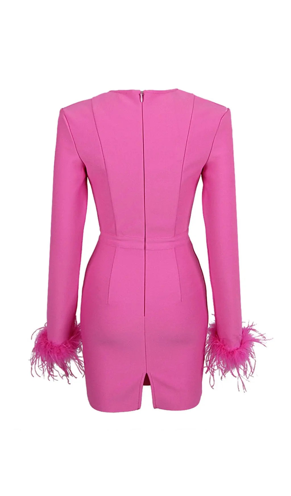 7e5af97a121e068b9538418a0d719cd9.jpeg Fashionslee Women Stretch Long Sleeves Mini Dress In Hyper Pink