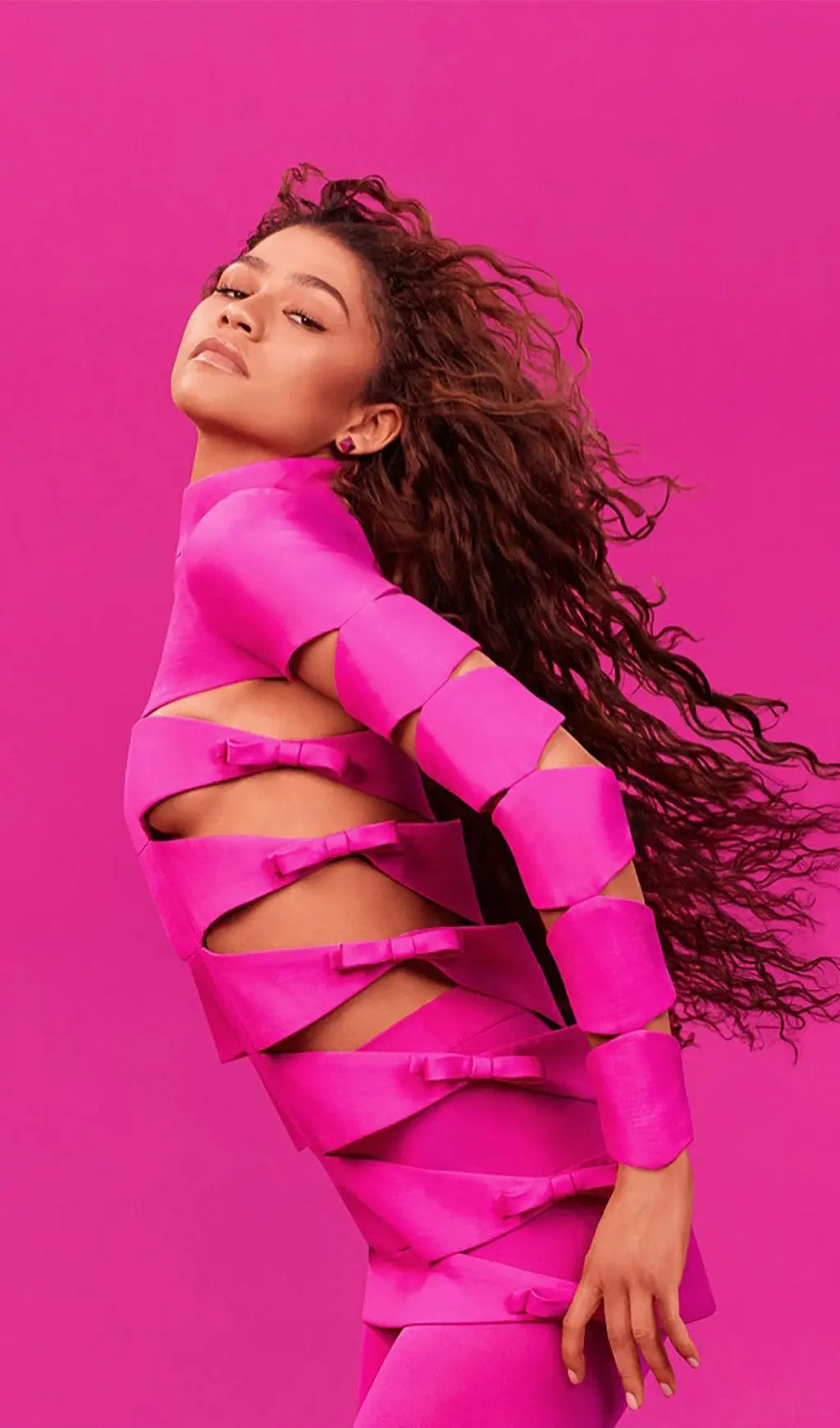 Fashionslee Women Long Sleeve Hollow Out Mini Bandage Dress In Pink