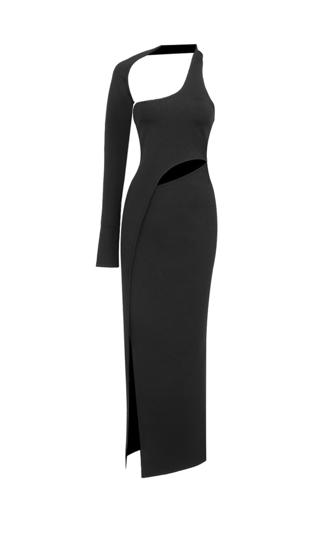 7e6fb4185347a44139f8527ca59cf17b.png Fashionslee Women Aiyana Black One Shoulder Maxi Dress