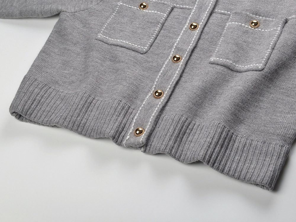 7ea70d02dcb819e6793bdf7fd64d8c8f.jpg Fashionslee Women Castellane Contrast Stitch Cardigan