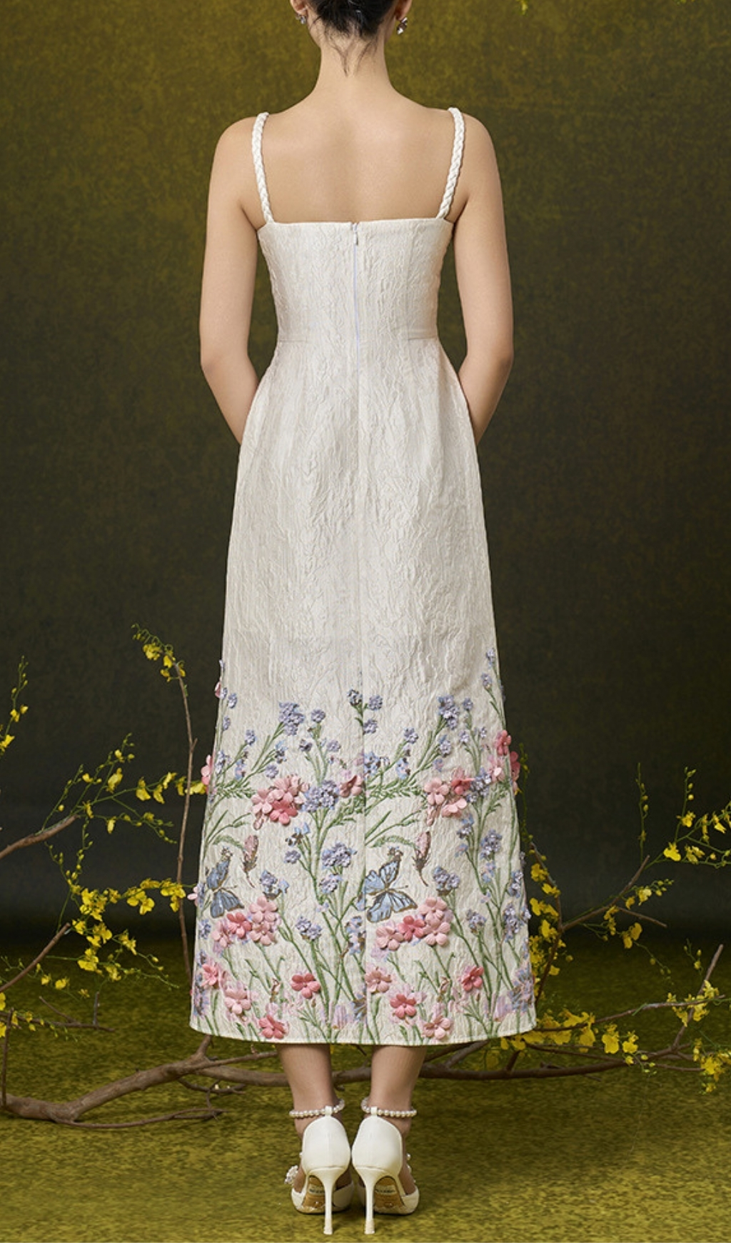 Fashionslee Women Enise Flower Embellished Midi Dress