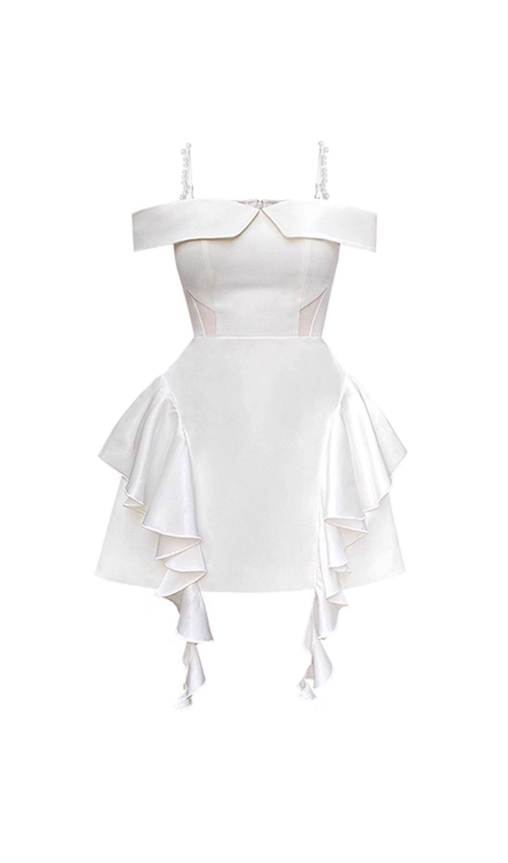 Fashionslee Women Jayleen White Ruffle Mini Dress