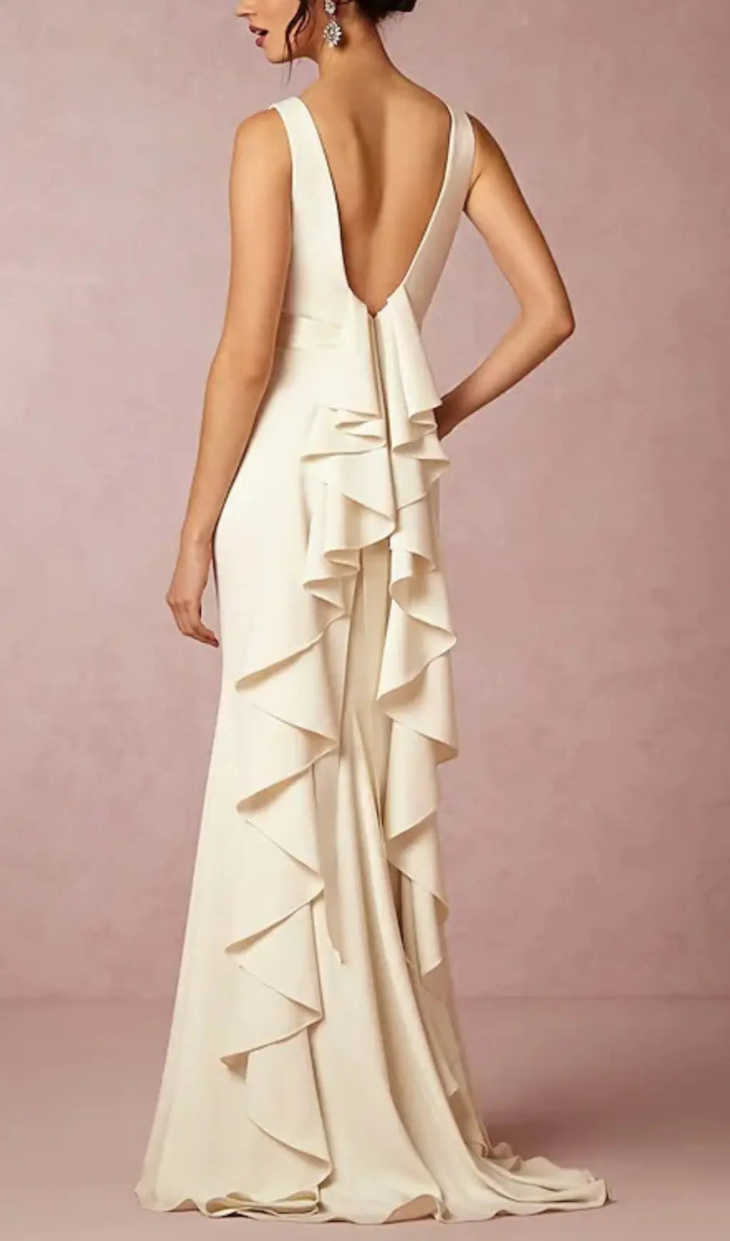 Fashionslee Women Laminated Ruffle Sleeveless Dress In White