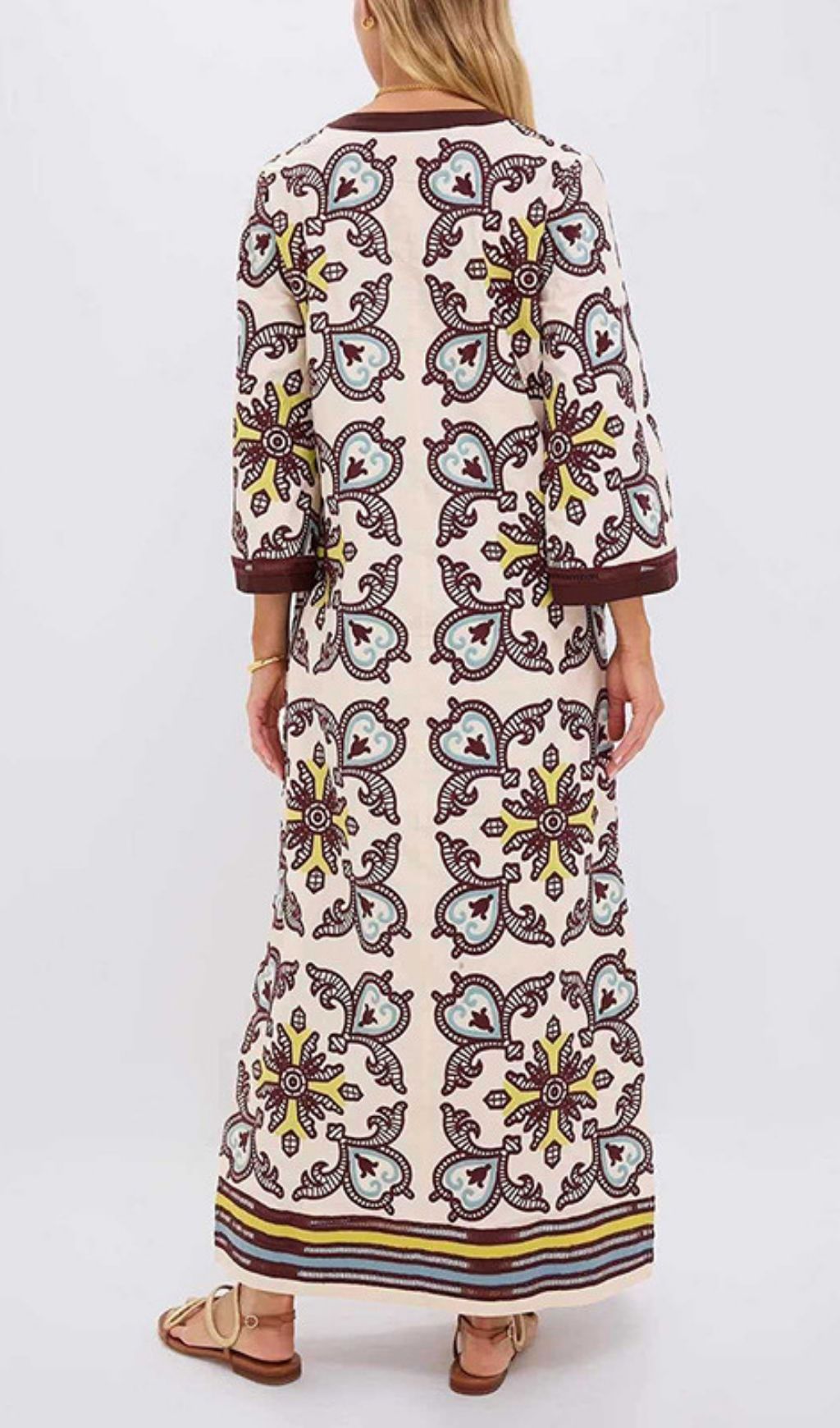 Fashionslee Women Klemens Printed Long Sleeve Maxi Dress