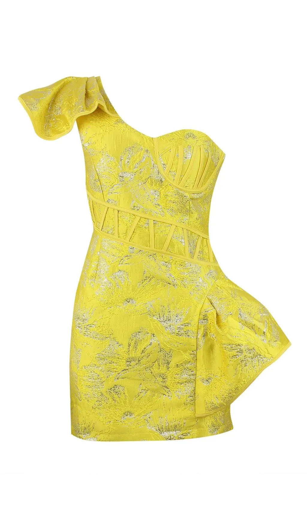 7f593f4f2880575ebb977e2d30e988bb.jpeg Fashionslee Women Jacquard One Shoulder Mini Dress In Yellow