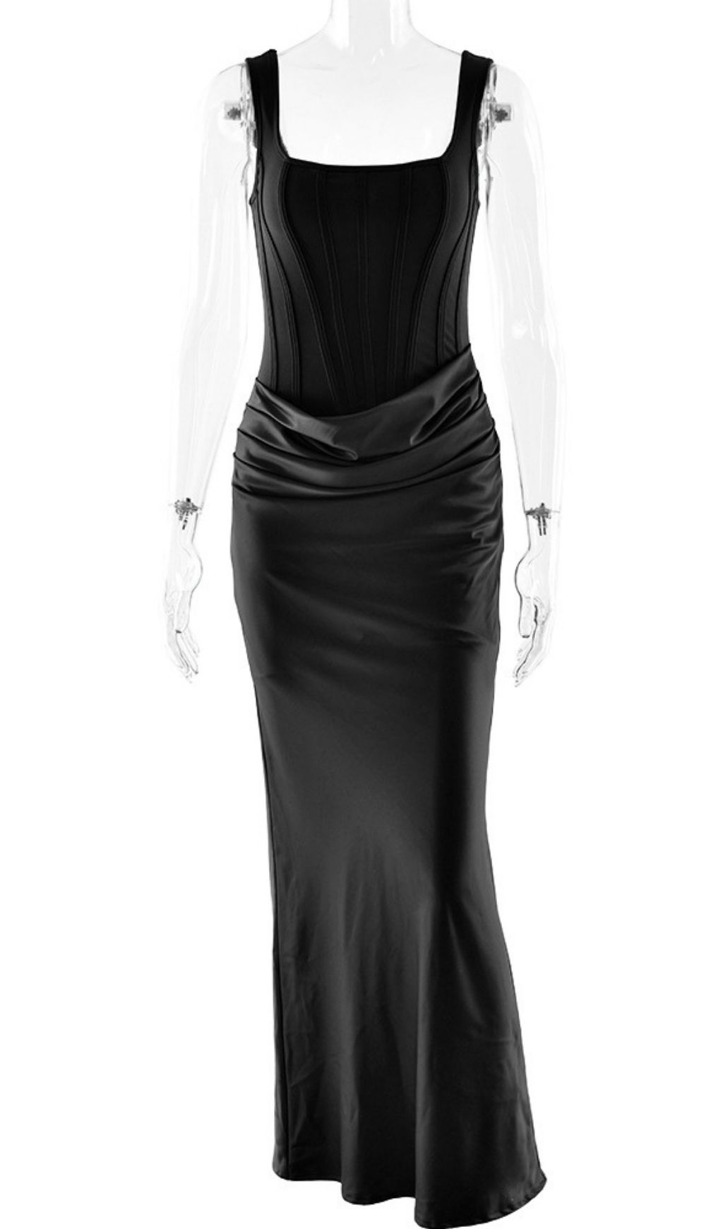 7f651b9b43c9d77cb882c603b741182c.jpg Fashionslee Women Nexilyx Black Corset Satin Maxi Dress