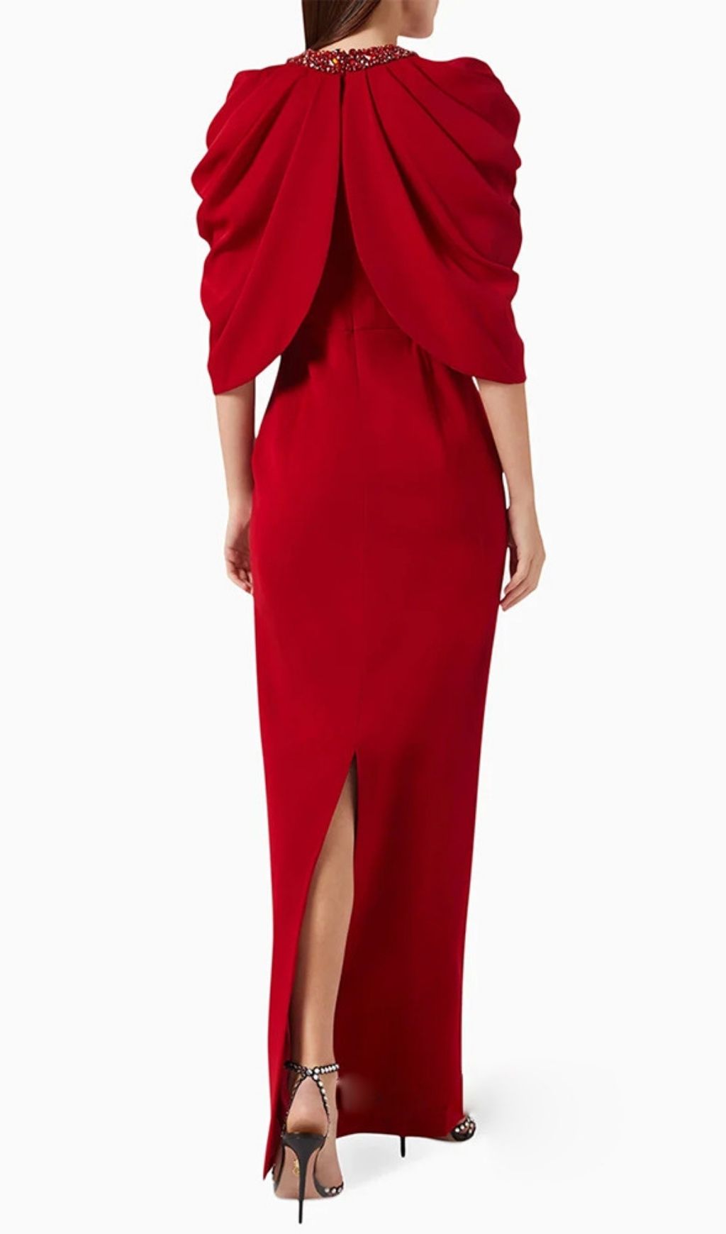 Fashionslee Women Kyû Red Diamante Maxi Dress