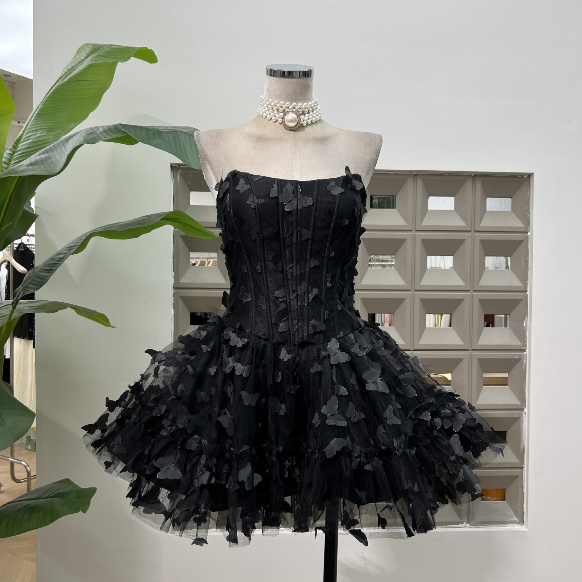 Fashionslee Women Fyra Strapless Corset Butterfly Embellished Mini Dress