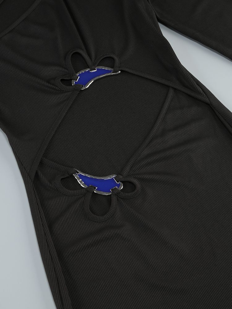 7fdd13eea3181ec3b82d444c66686c3e.jpg Fashionslee Women Barbel Black Cutout Long Sleeve Maxi Dress