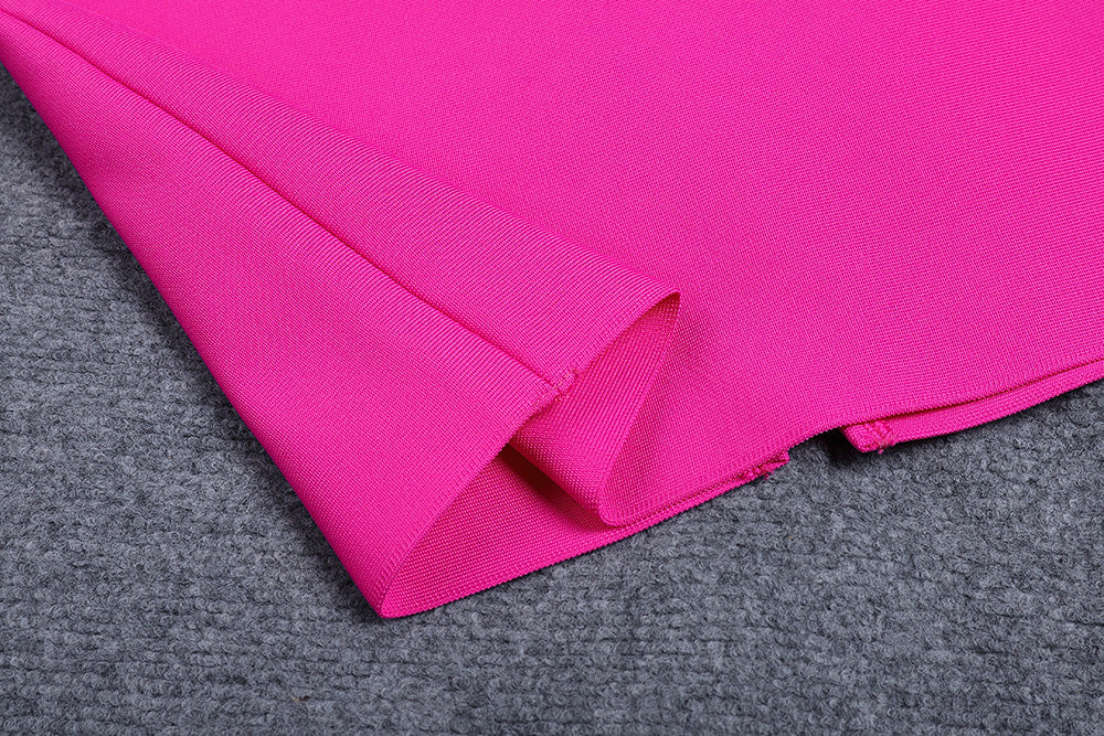 VIBRANT PINK ASYMMETRIC ONE-SHOULDER DRESS - OWNCI