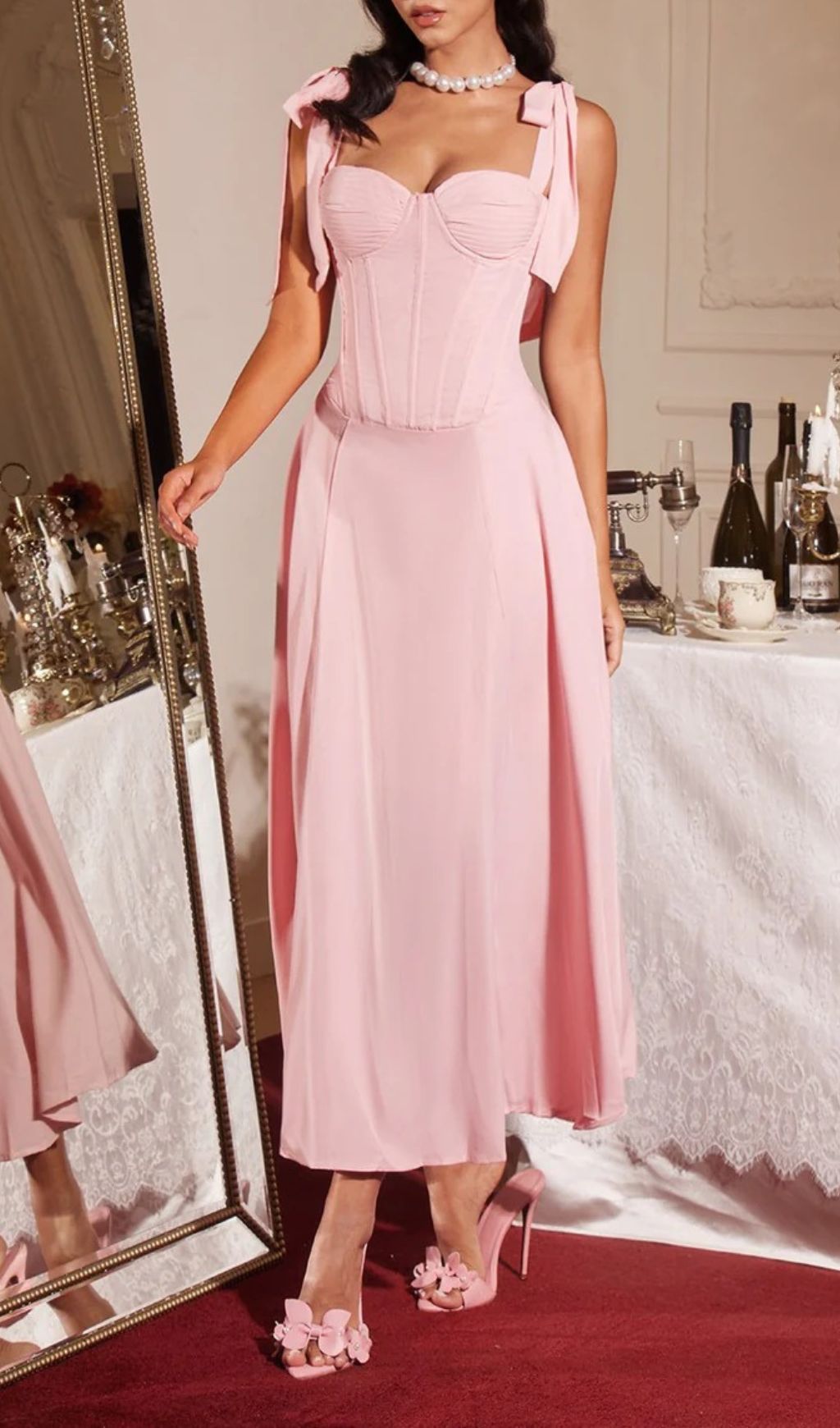 Fashionslee Women Filadelfo Sleeveless Corset Lace Up Maxi Dress