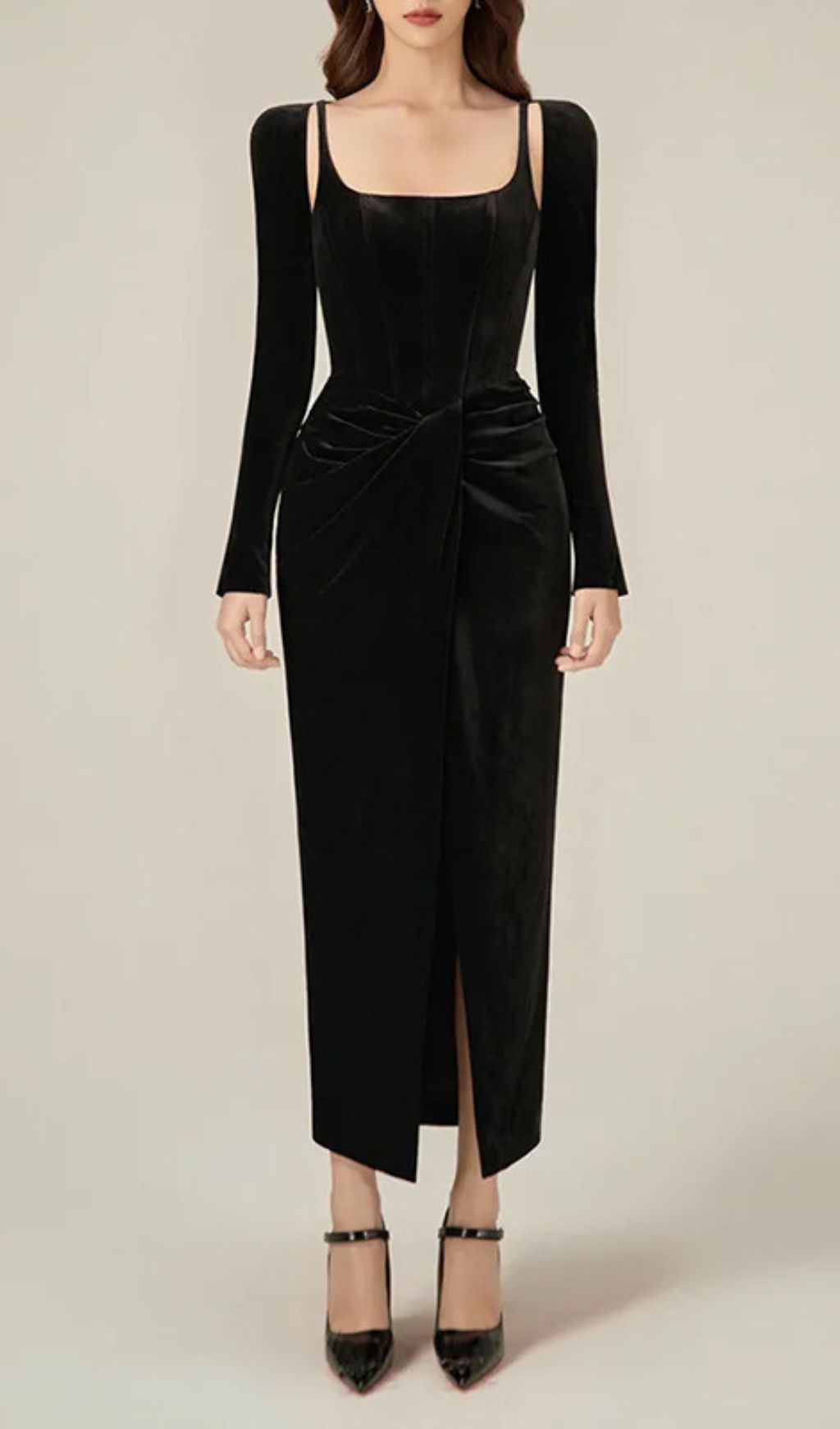 801c625506ed6e85e45fe3553e79beba.jpg Fashionslee Women Grisel Corset Long Sleeve Midi Dress