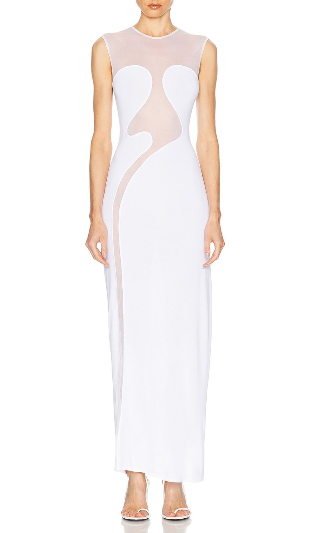 Fashionslee Women Fadia White Mesh Bandage Maxi Dress