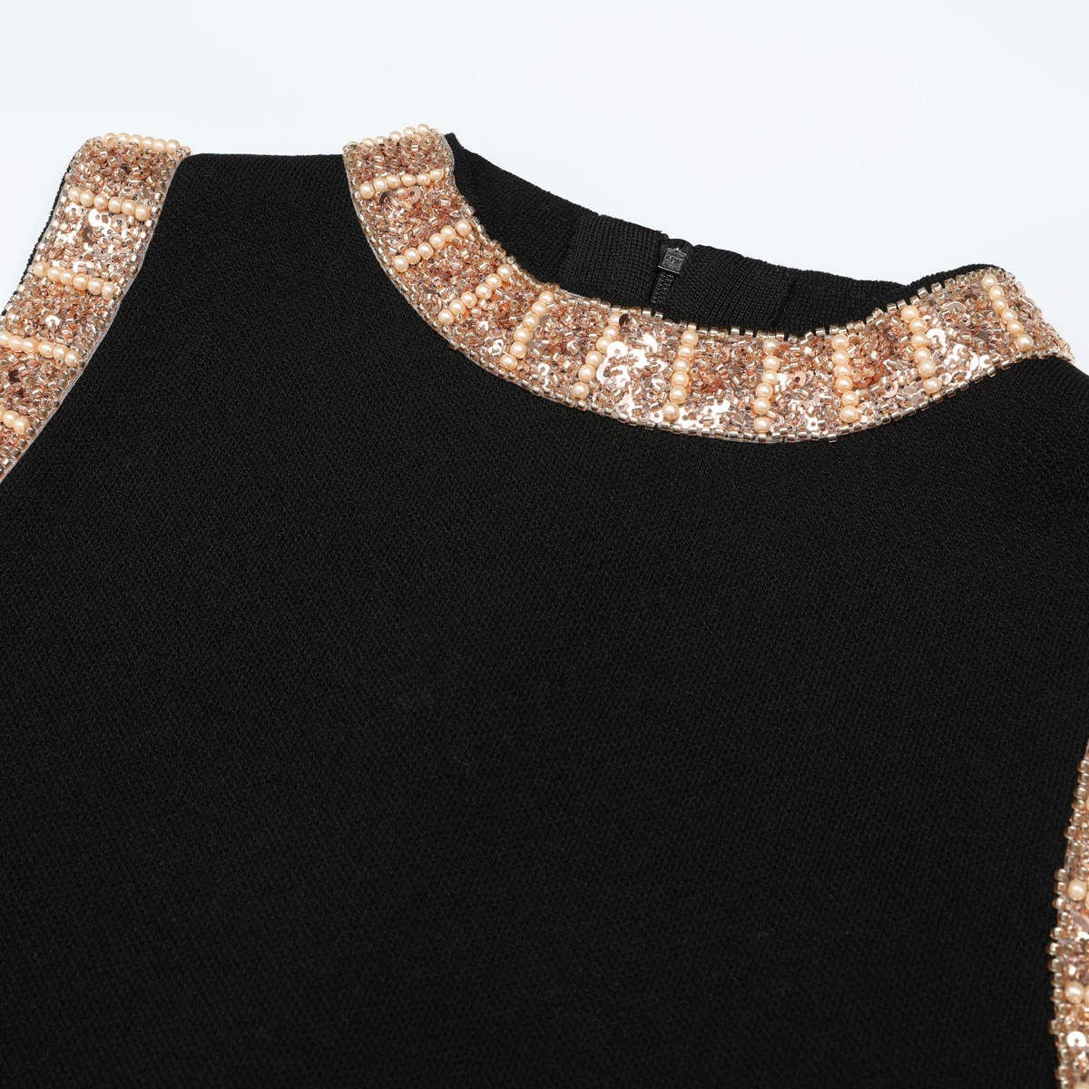 Fashionslee Women Kimberlina Black Sleeveless Beaded Knit Midi Dress