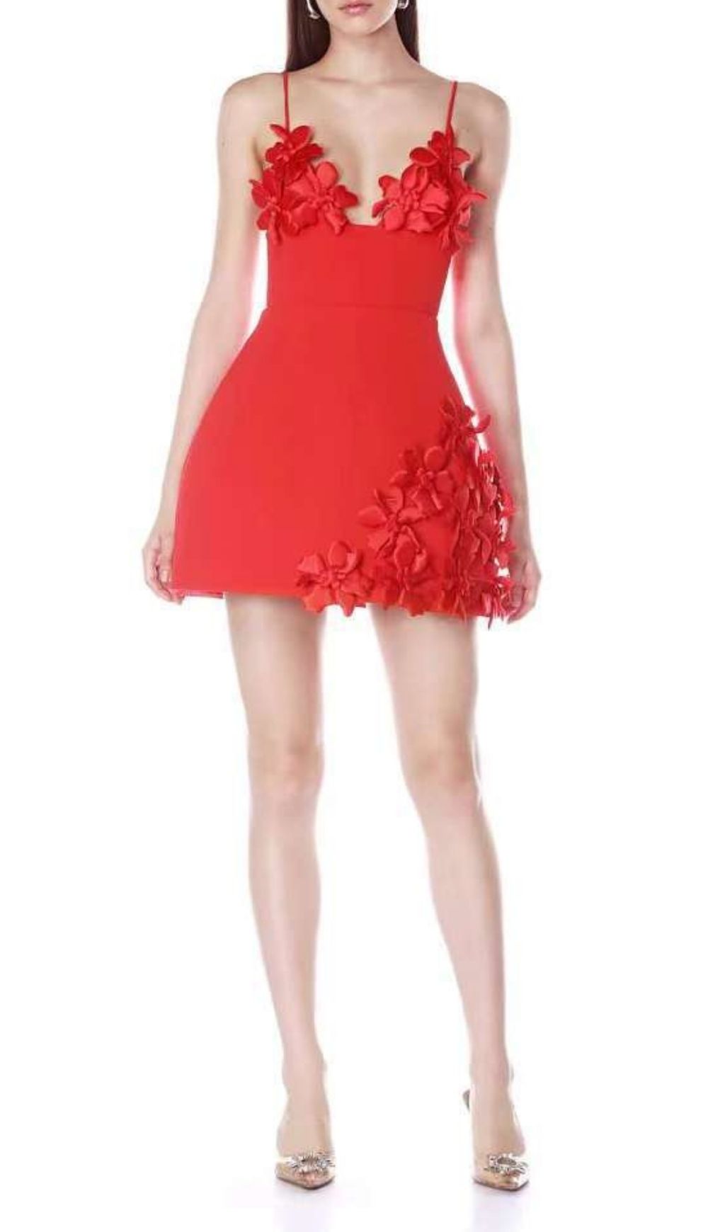 80403a98b34511cd02f4961bd6161bd2.jpg Fashionslee Women Keyla Red Strappy Flower Bandage Mini Dress