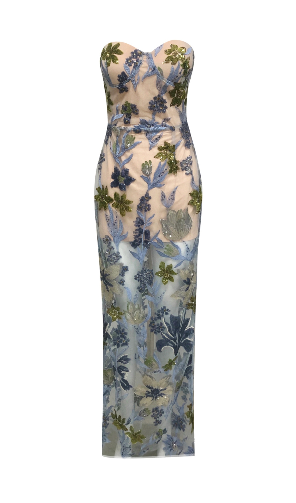 VIRAL BLUE SEQUIN STRAPLESS MAXI DRESS - OWNCI VIRAL BLUE SEQUIN STRAPLESS MAXI DRESS - OWNCI