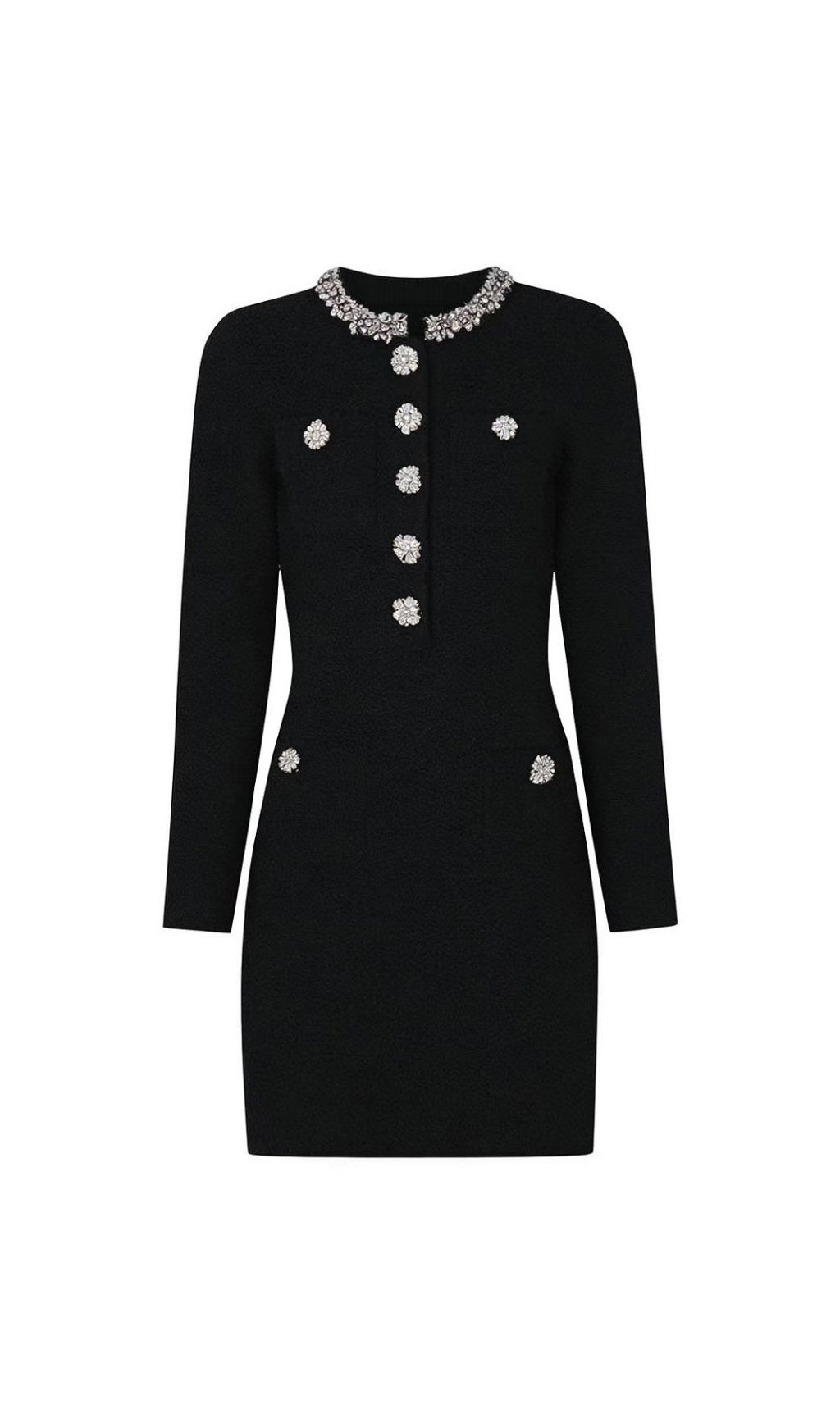 Fashionslee Women Karsyn Diamante Knit Long Sleeve Mini Dress