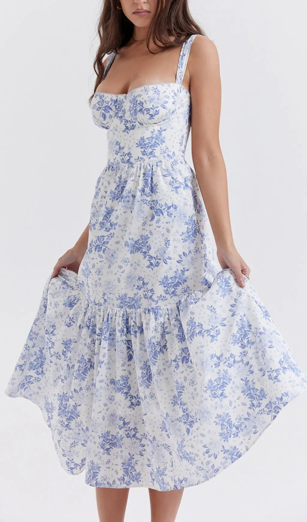 8067e2230751eaf70df9d7753b4623bf.jpeg Fashionslee Women Blue Print Midi Sundress