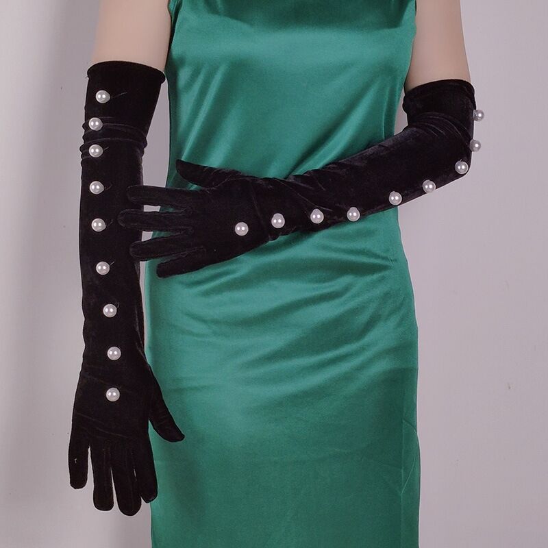 806fb4b3f7cff6d6432e4a627506768e.jpeg Fashionslee Women Black Pearl Embellished Gloves