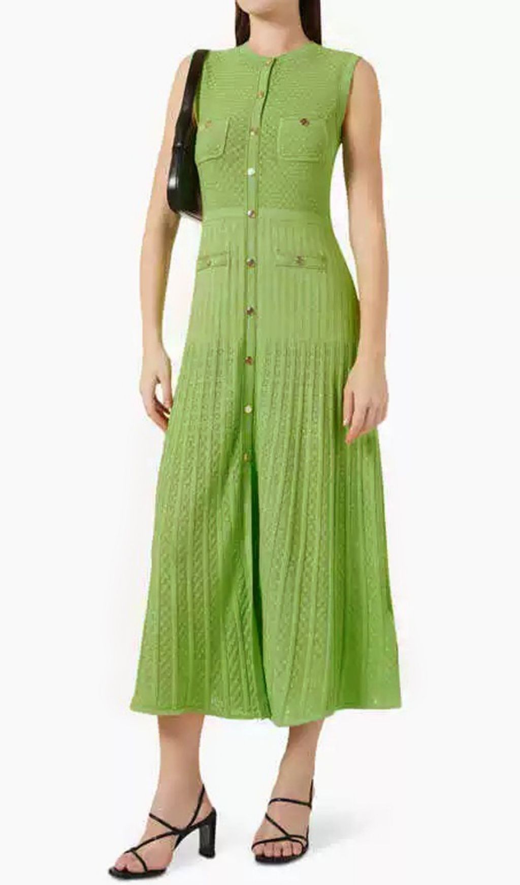 Fashionslee Women Kious Green Sleeveless Knit Midi Dress