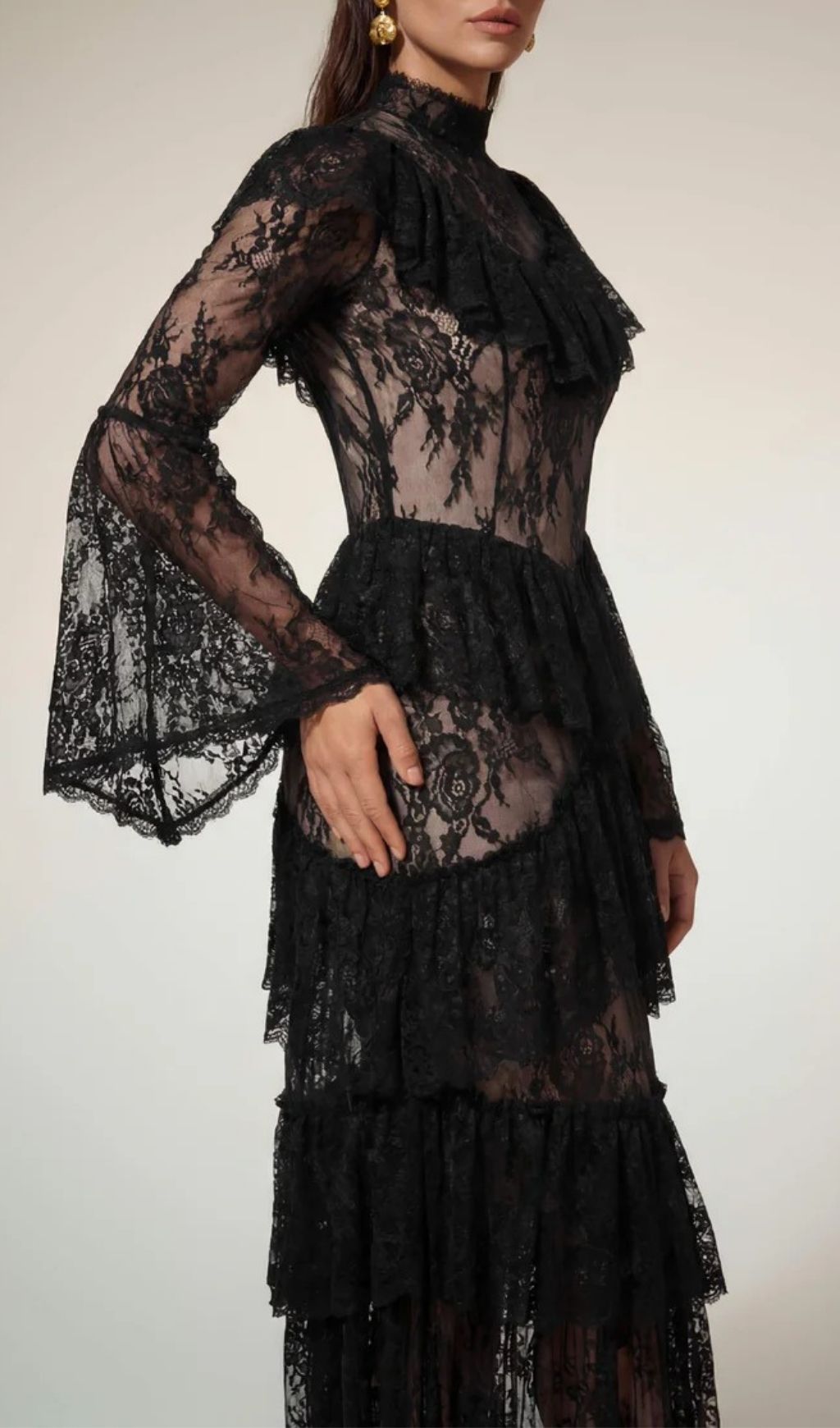 80956004ca41cf9a0e7a7cd638f6b3bb.jpg Fashionslee Women Aloysius Flare Sleeve Lace Ruffle Maxi Dress