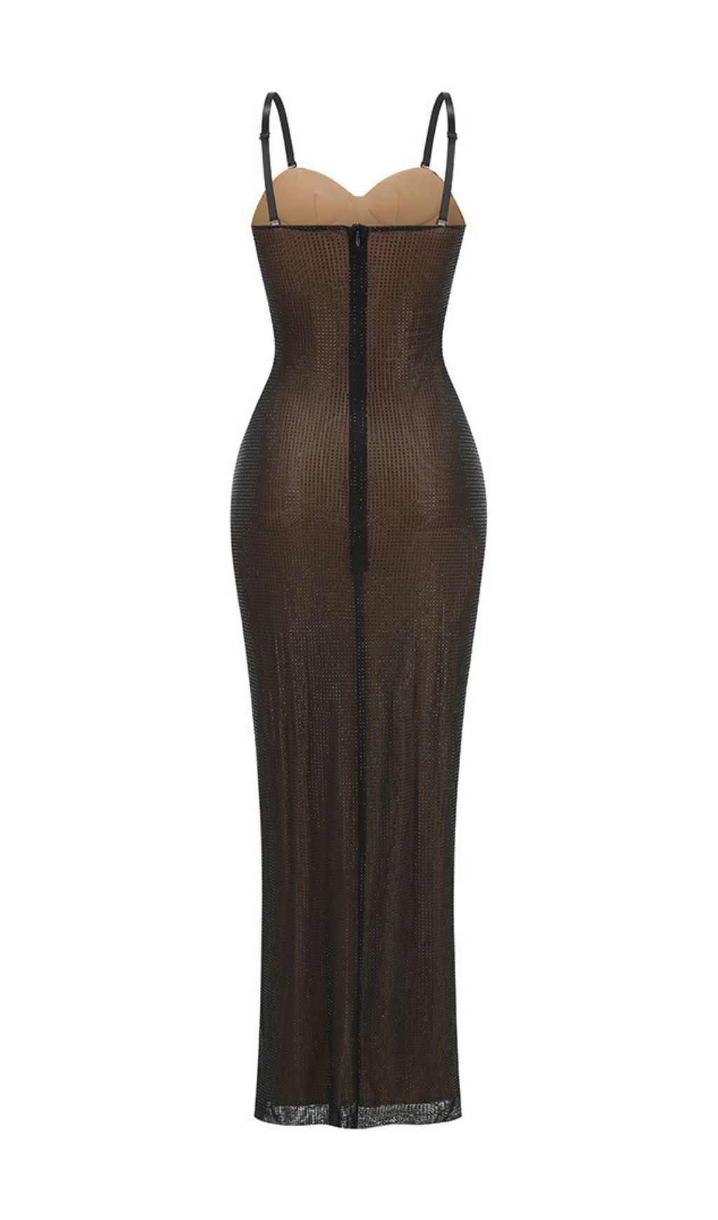 STUNNING MESH RHINESTONE MAXI DRESS - OWNCI