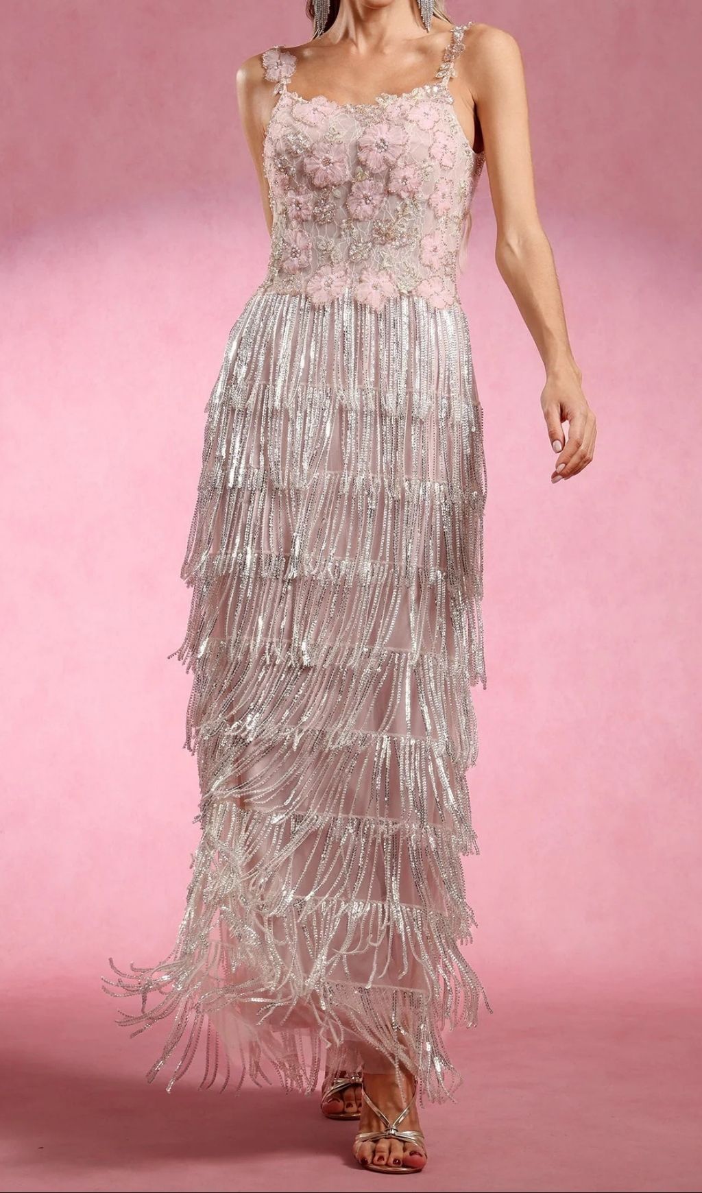 Fashionslee Women Katrice Strappy Flower Tassel Maxi Dress