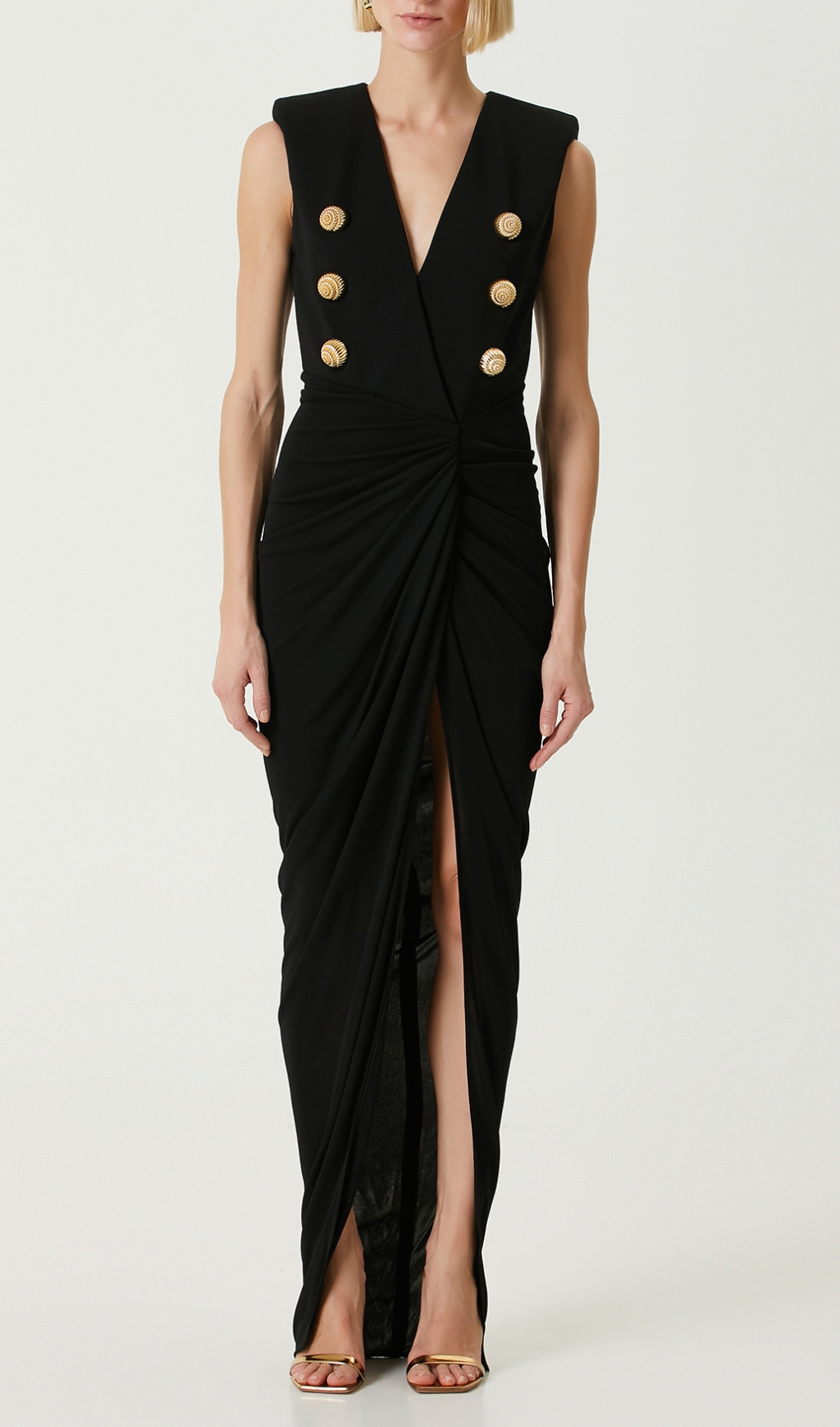 Fashionslee Women Delphia Black Button Detail Maxi Dress