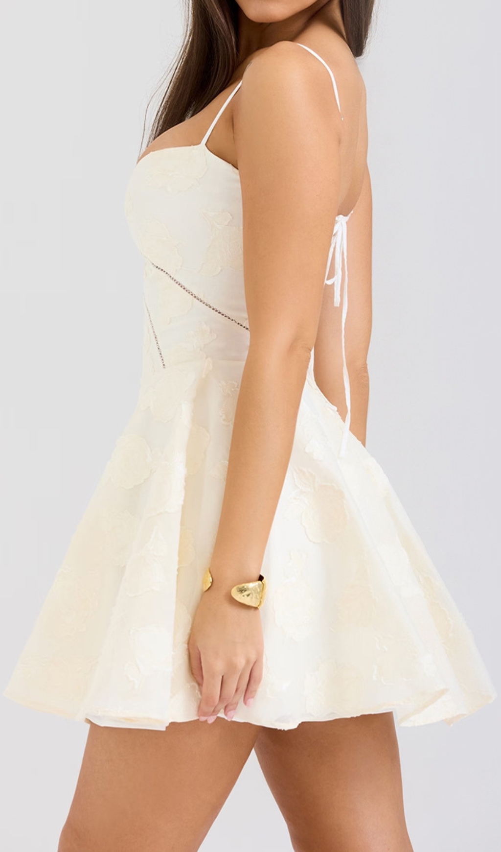 Fashionslee Women Didina White Lace-Up Mini Dress