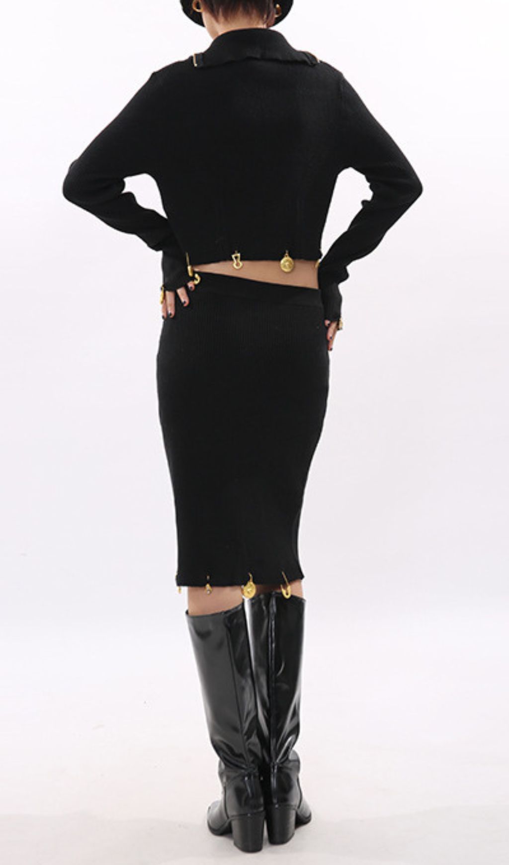 Fashionslee Women Idun Black Long Sleeve Two-Piece Set