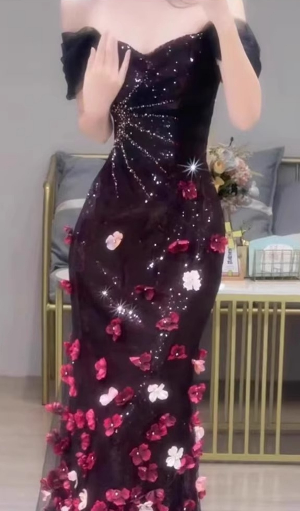 Fashionslee Women Edlina Off-Shoulder Flower Maxi Dress