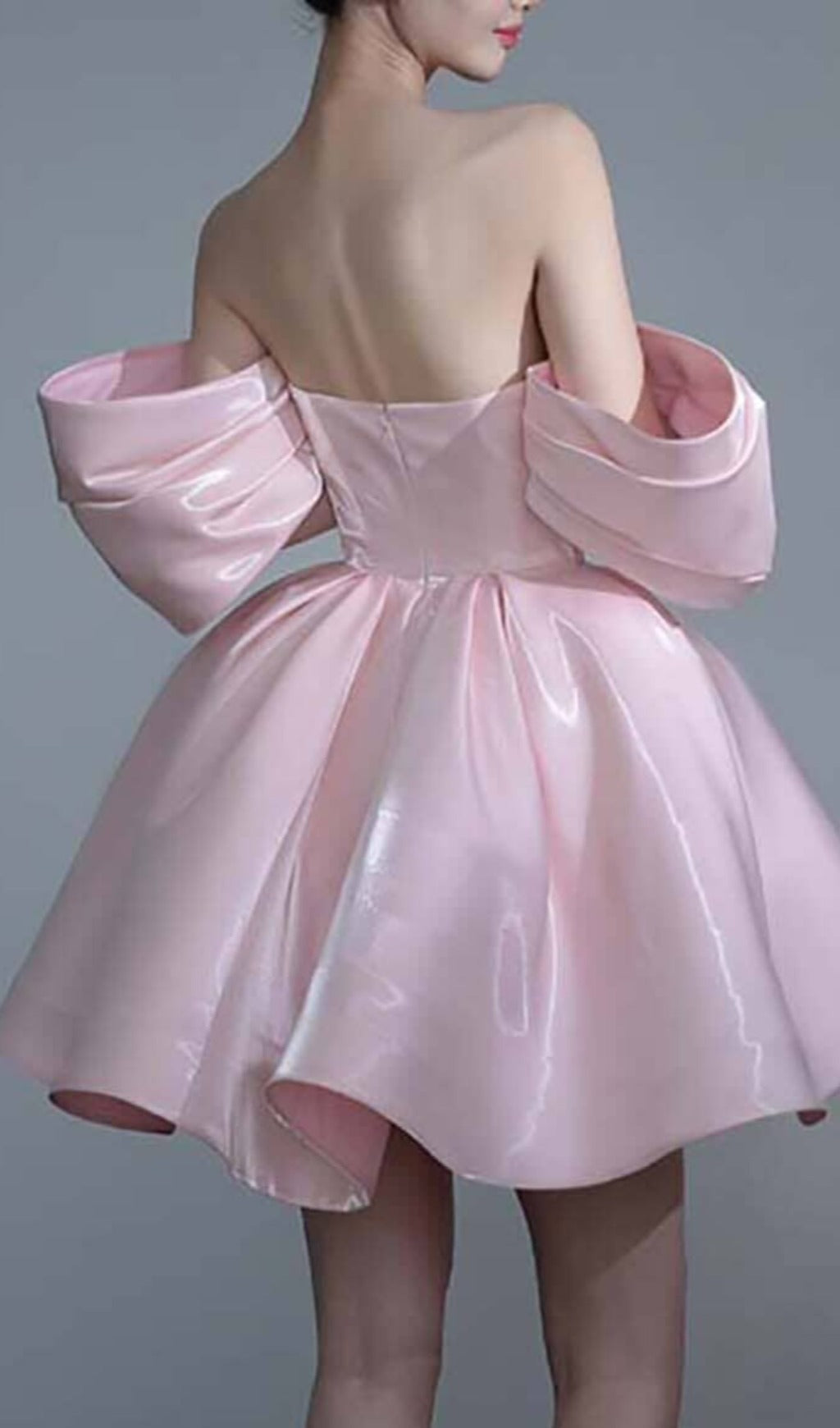 Fashionslee Women Off Shoulder Satin Mini Dress In Pink