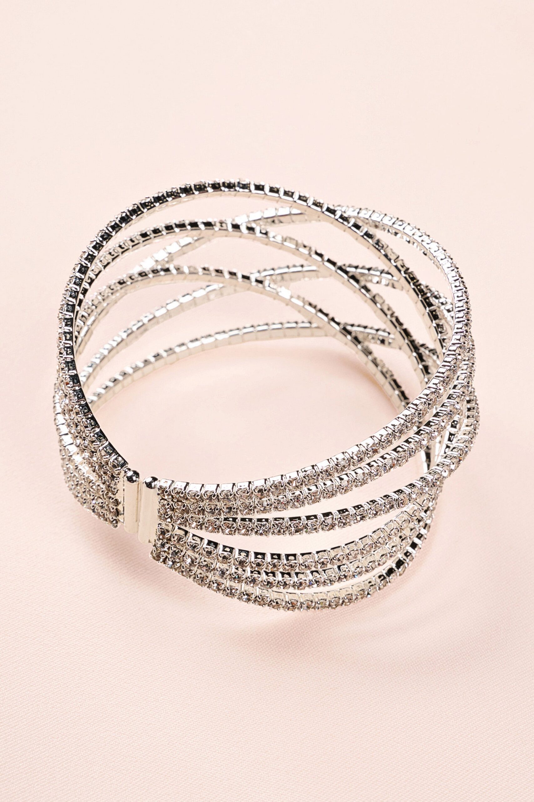 81e3f5725b78889985cc59fbf6c18674.jpeg Fashionslee Women Silver Diamante Layered Cuff Bracelet